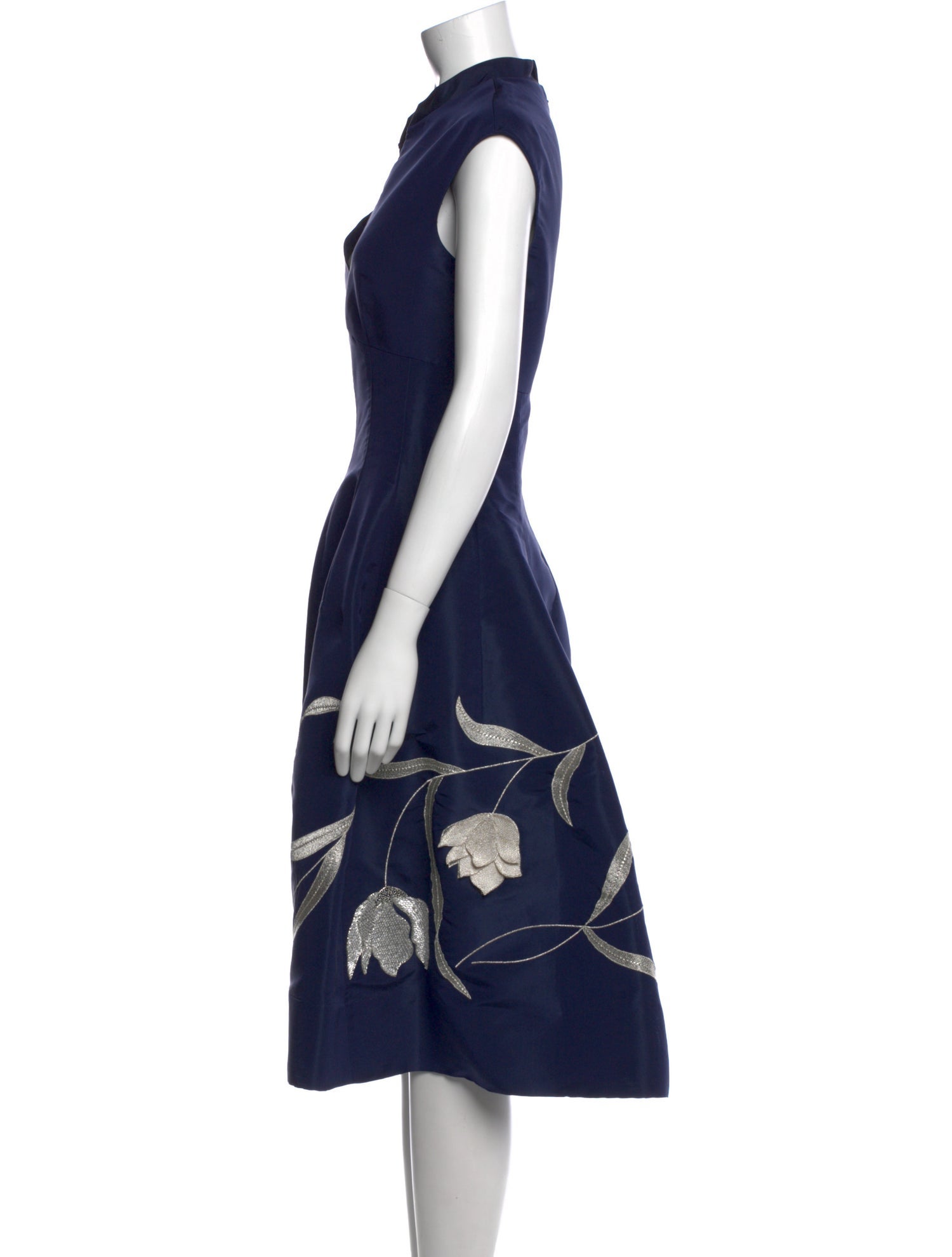 Oscar de la Renta Silk Midi Length Dress