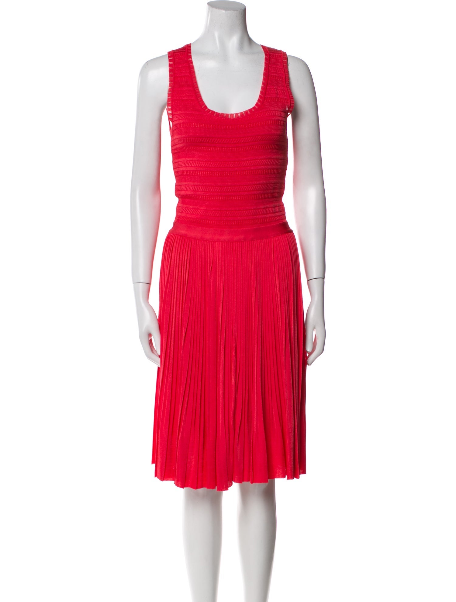 Oscar de la Renta Scoop Neck Midi Length Dress