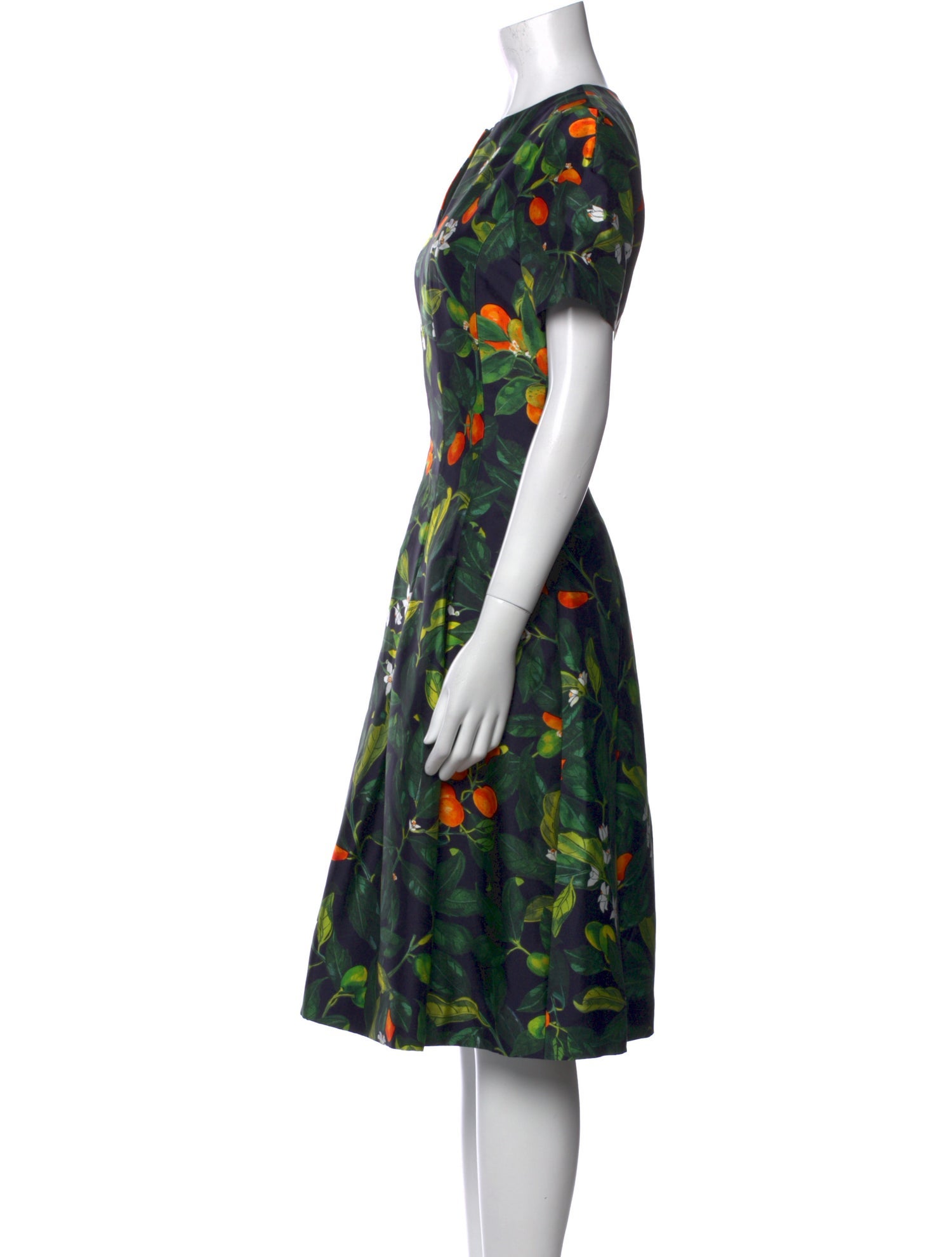 Oscar de la Renta Floral Print Midi Length Dress