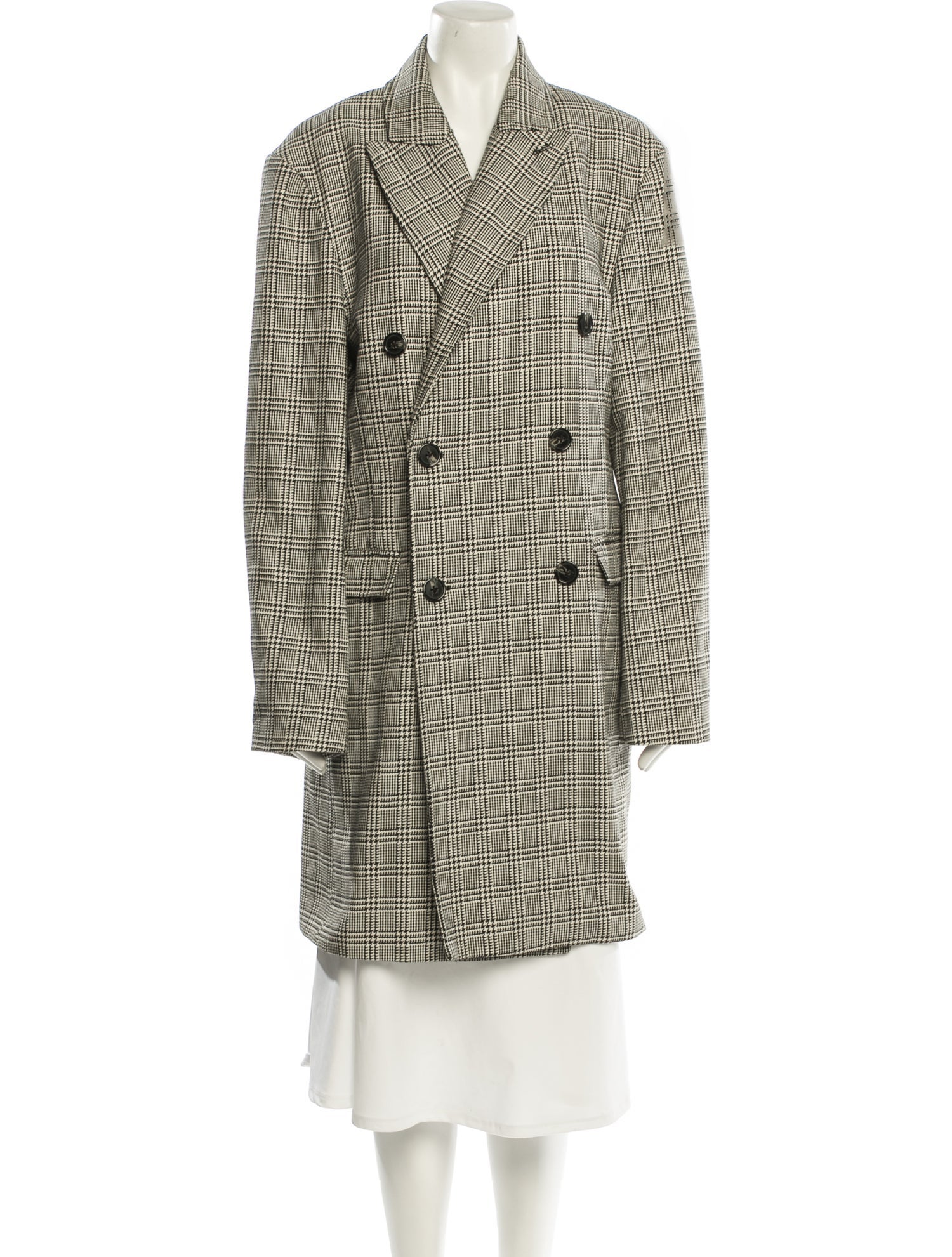 Oscar de la Renta Tweed Pattern Faux Fur Coat