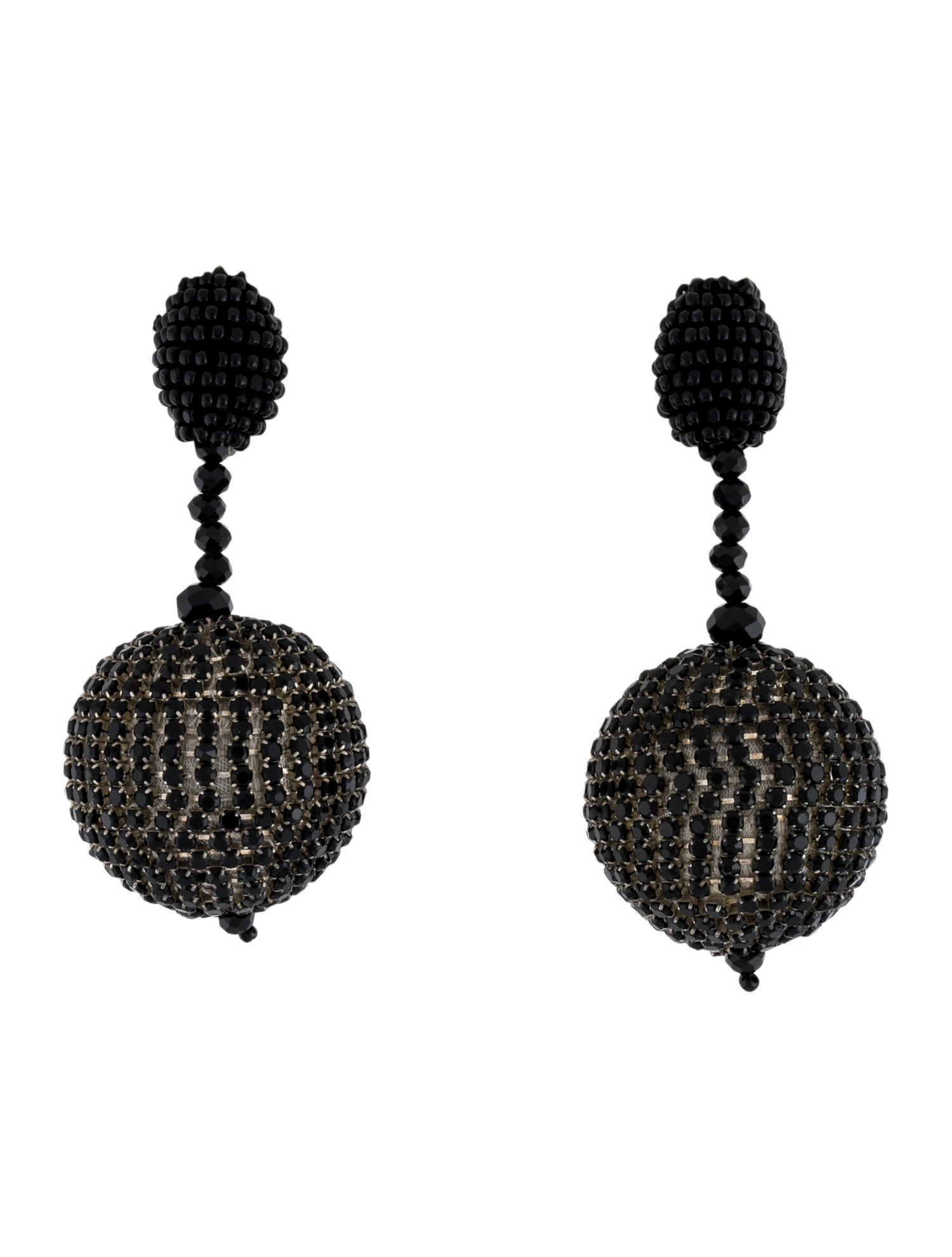 Oscar de la Renta Bead & Glass Crystal Ball Drop Earrings