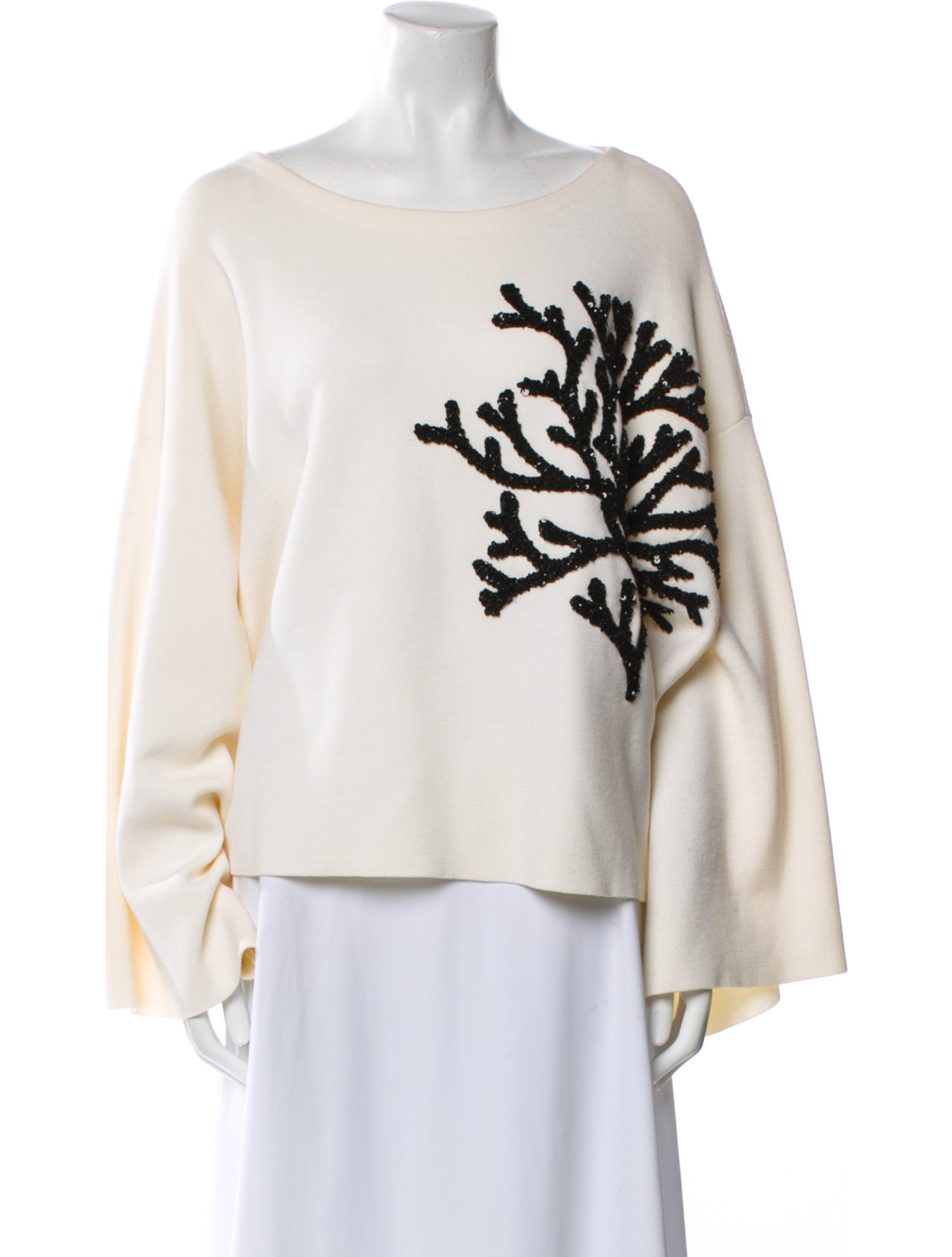 Oscar de la Renta Wool Graphic Print Sweater