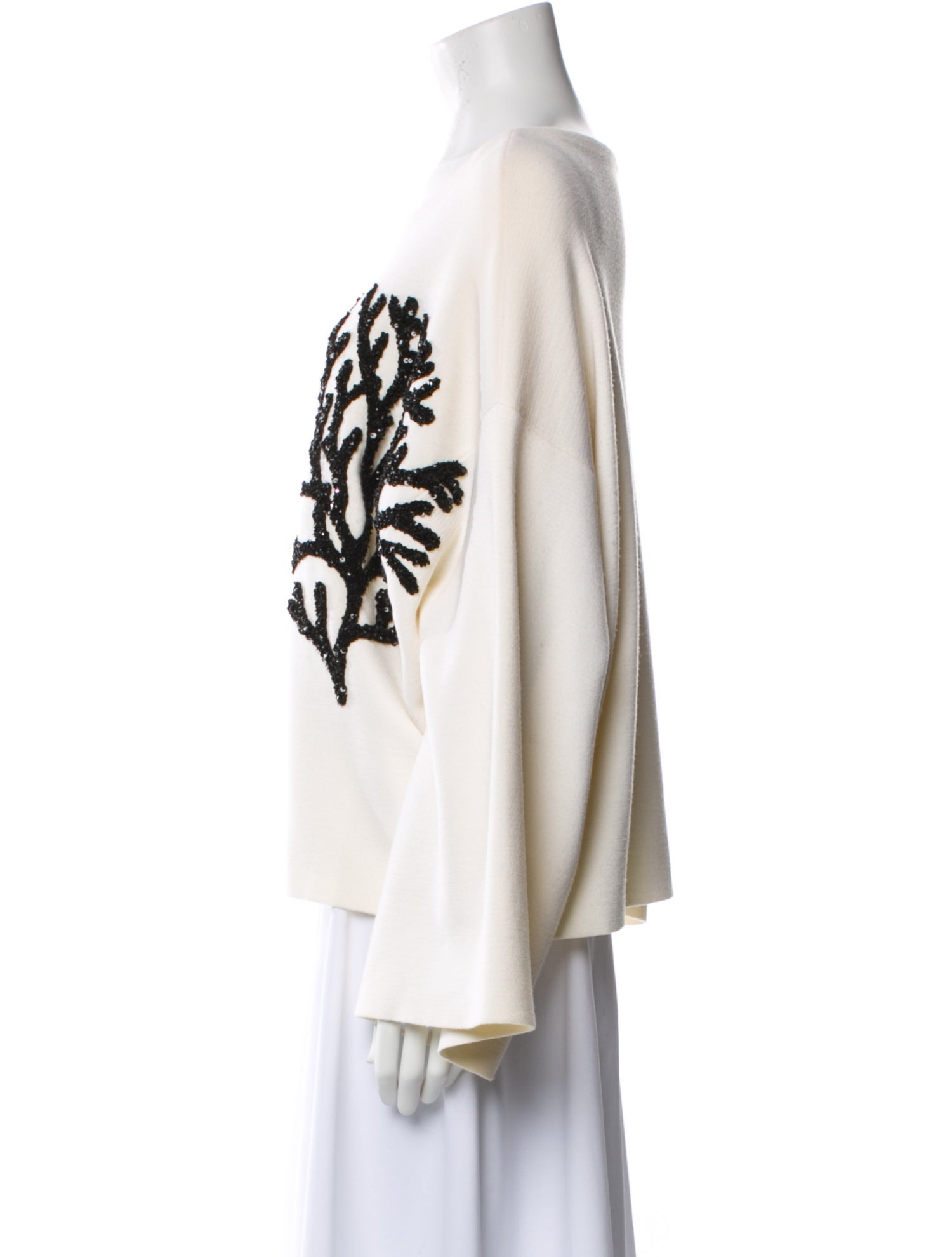 Oscar de la Renta Wool Graphic Print Sweater