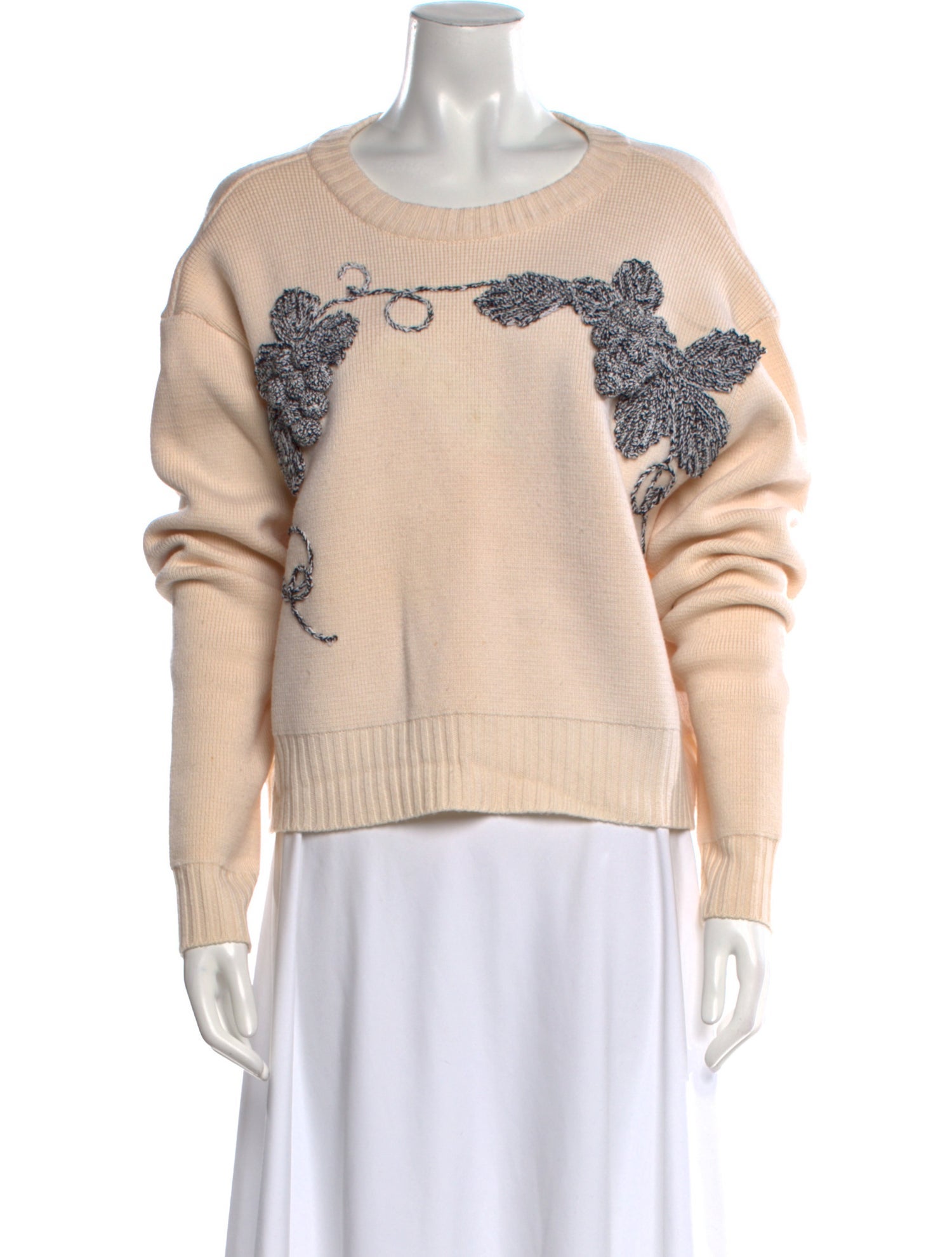Oscar de la Renta Printed Scoop Neck Sweater