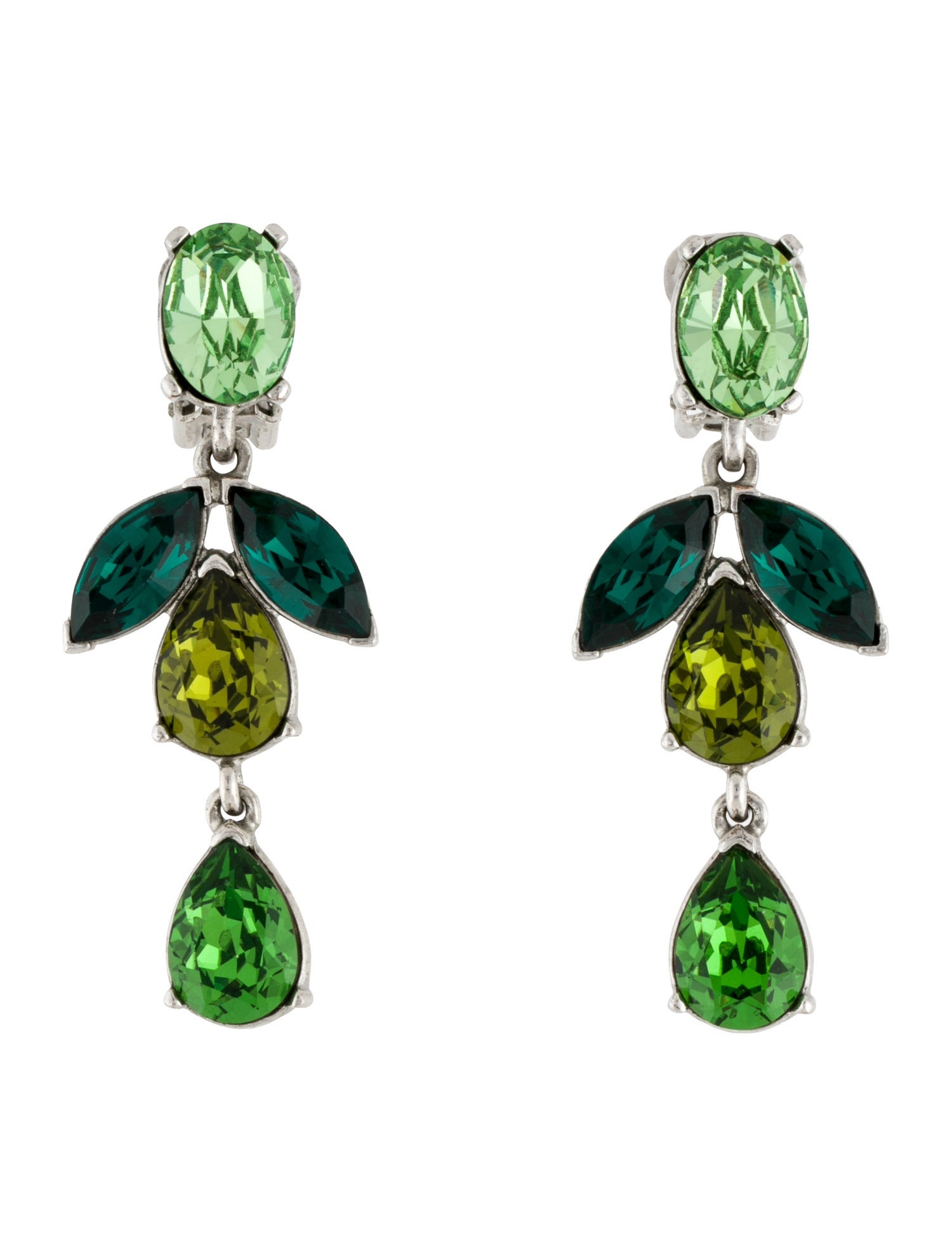 Oscar de la Renta Crystal Leaf Drop Earrings