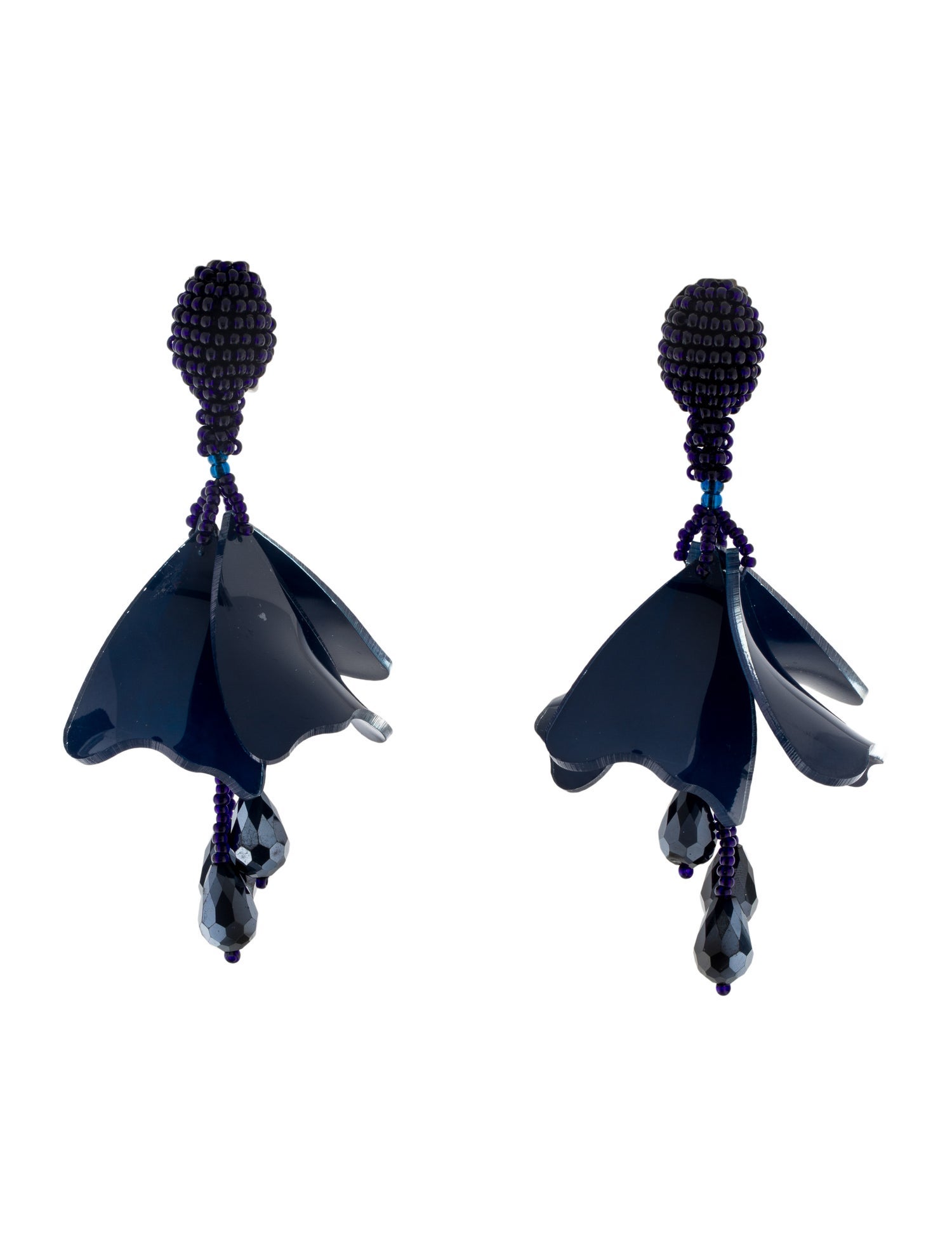 Oscar de la Renta Classic Mini Impatiens Clip-On Drop Earrings