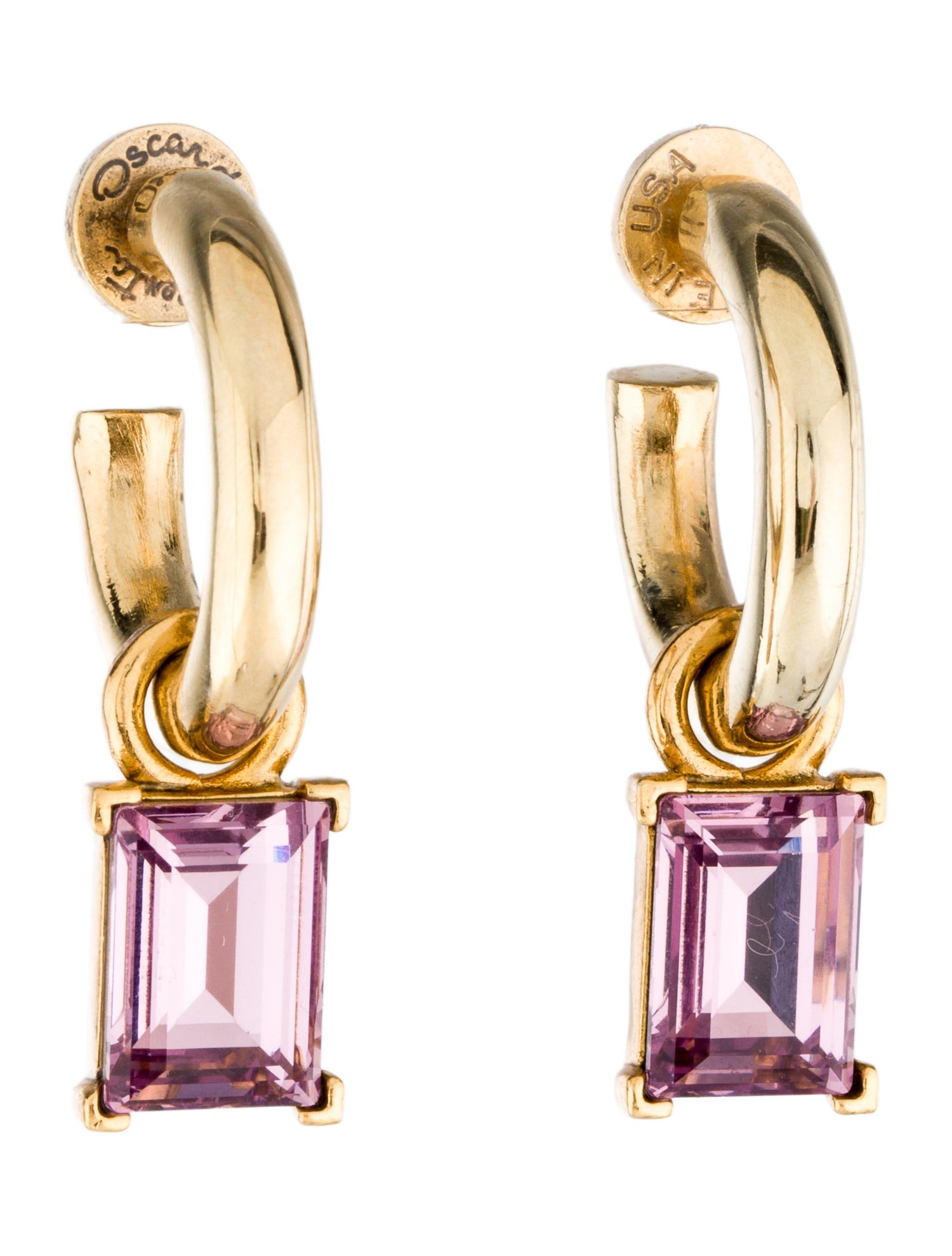 Oscar de la Renta Crystal Hoop Drop Earrings
