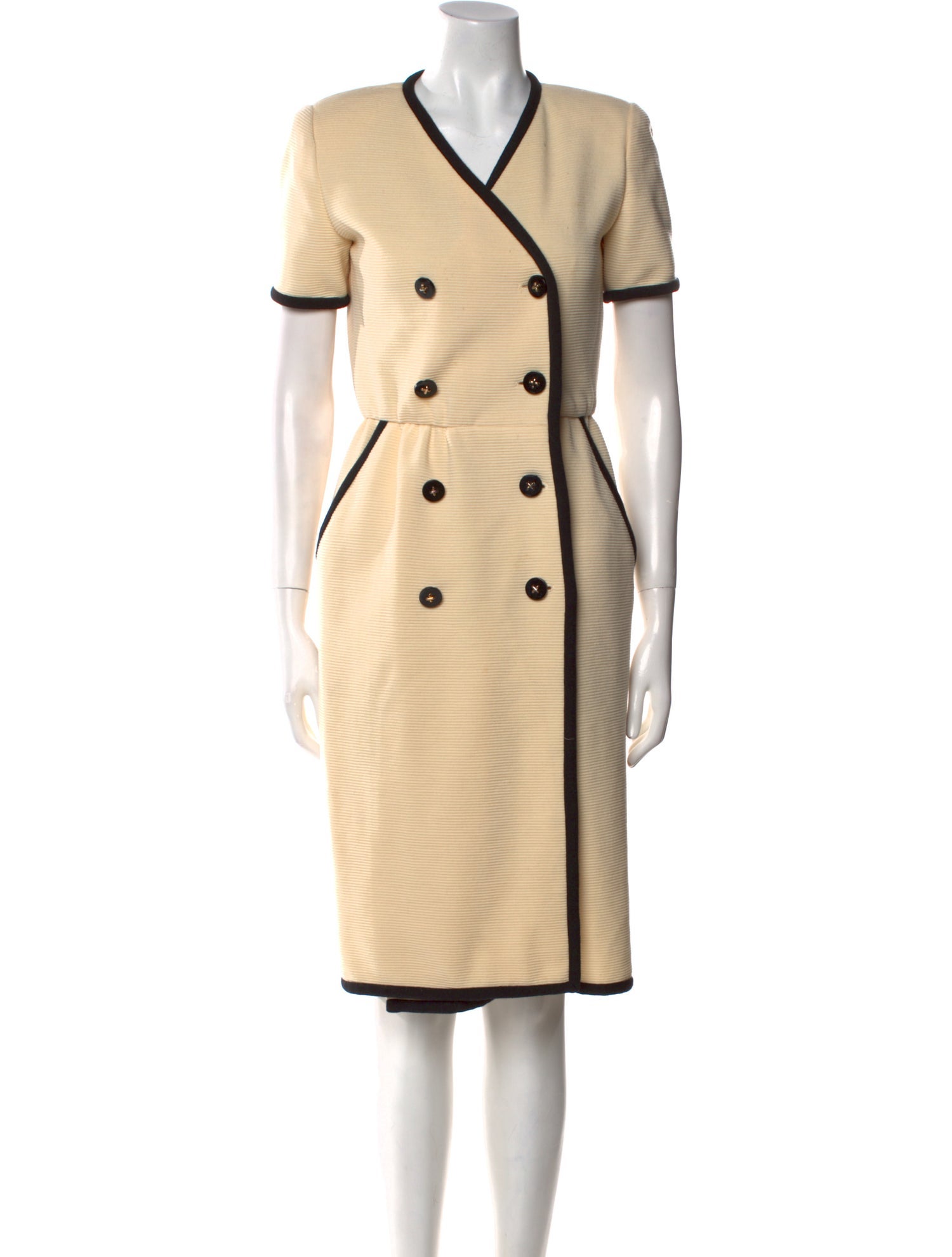 Oscar de la Renta Colorblock Pattern Knee-Length Dress