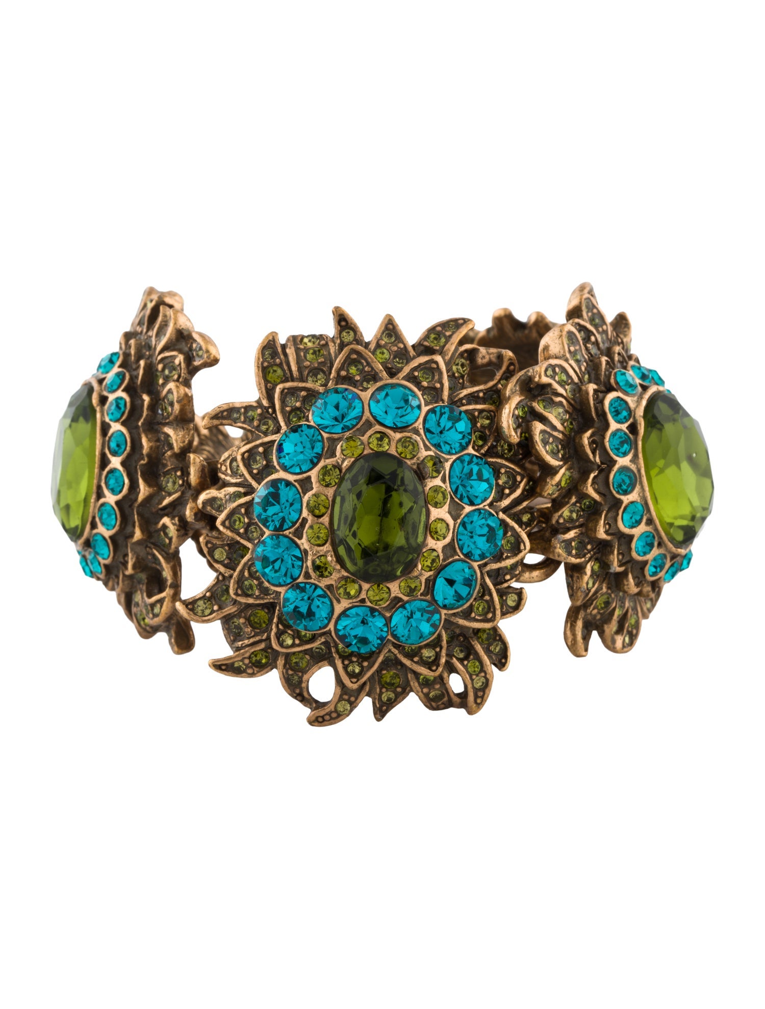 Oscar de la Renta Crystal Floral Link Station Bracelet