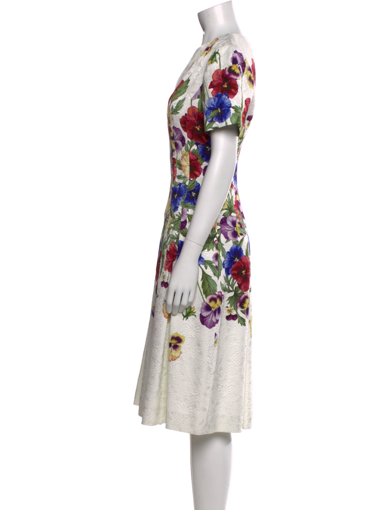 Oscar de la Renta Floral Print Midi Length Dress w/ Tags