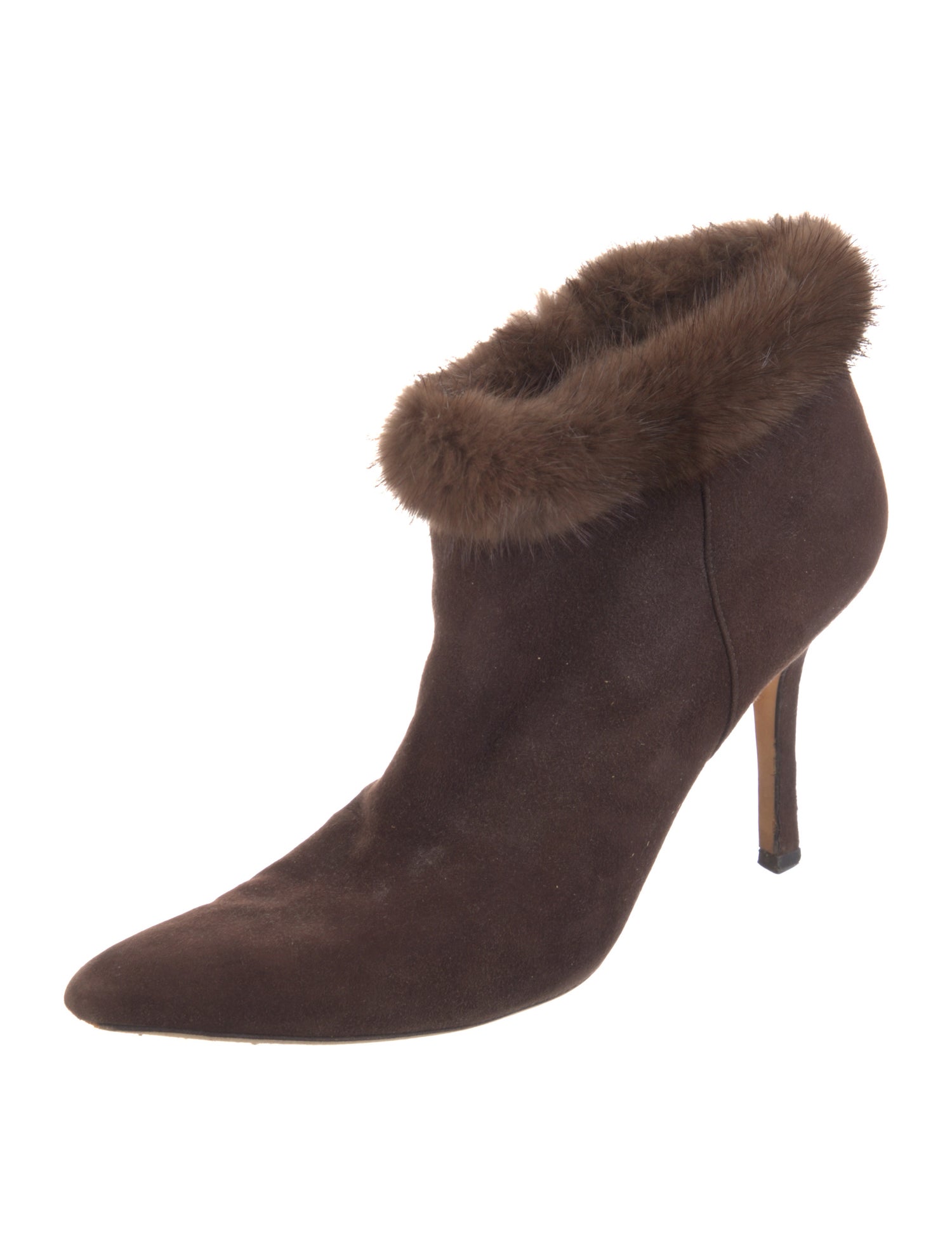 Oscar de la Renta Suede Fur Trim Boots