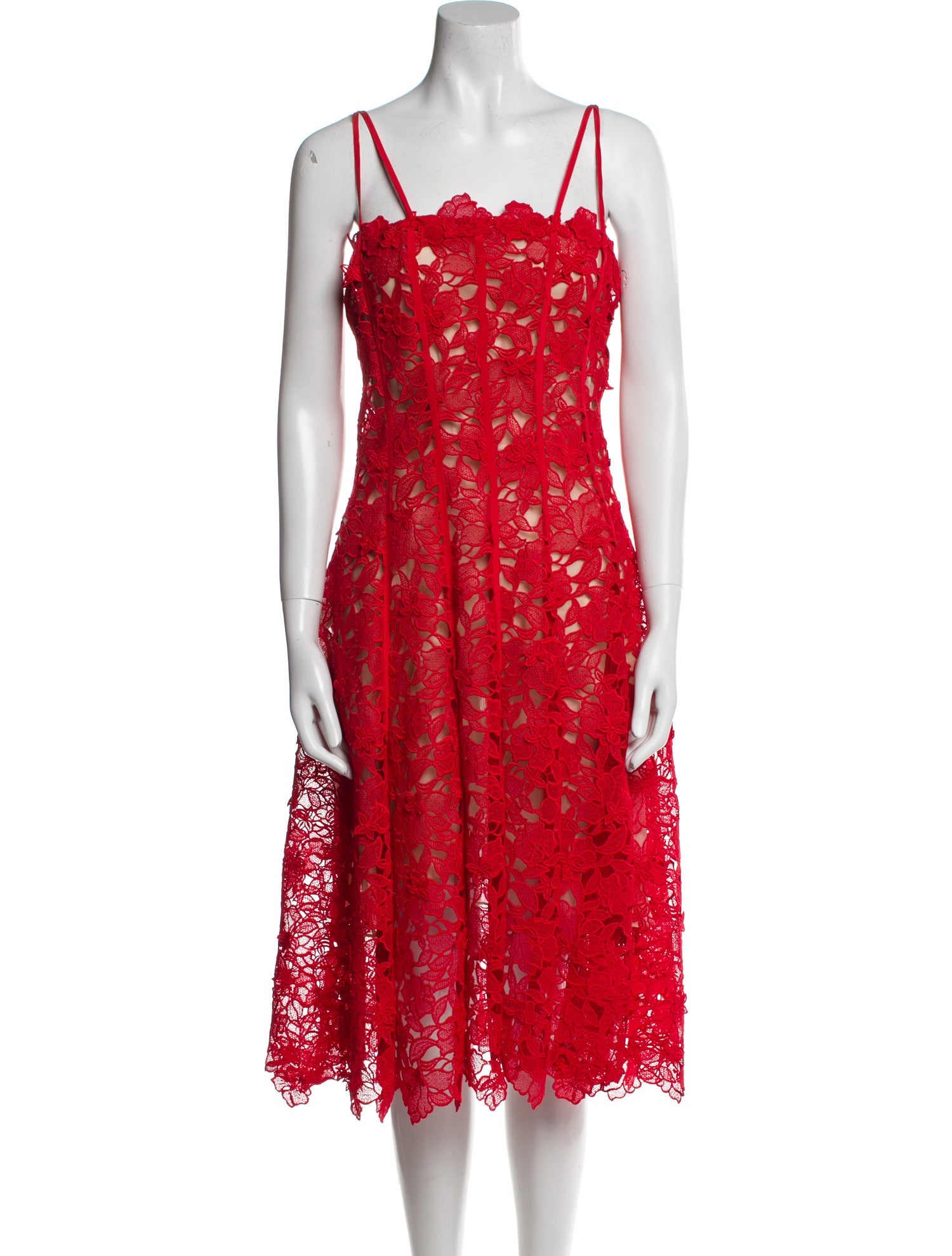 Oscar de la Renta Lace Pattern Midi Length Dress