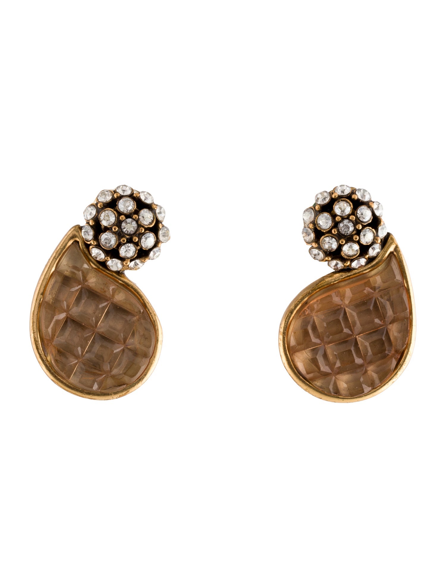 Oscar de la Renta Crystal Clip-On Drop Earrings