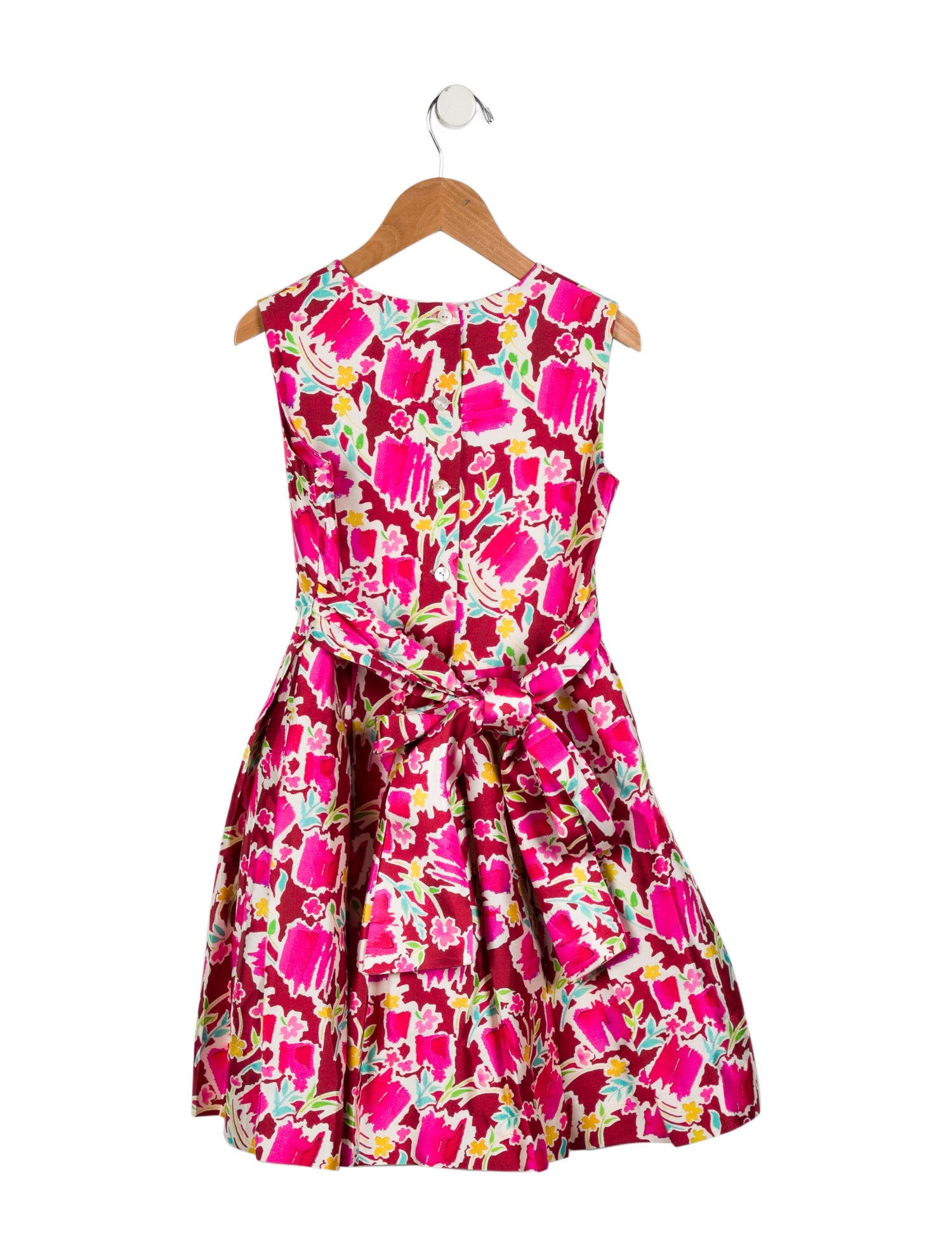 Oscar de la Renta Girls' Floral Print Sleeveless Dress