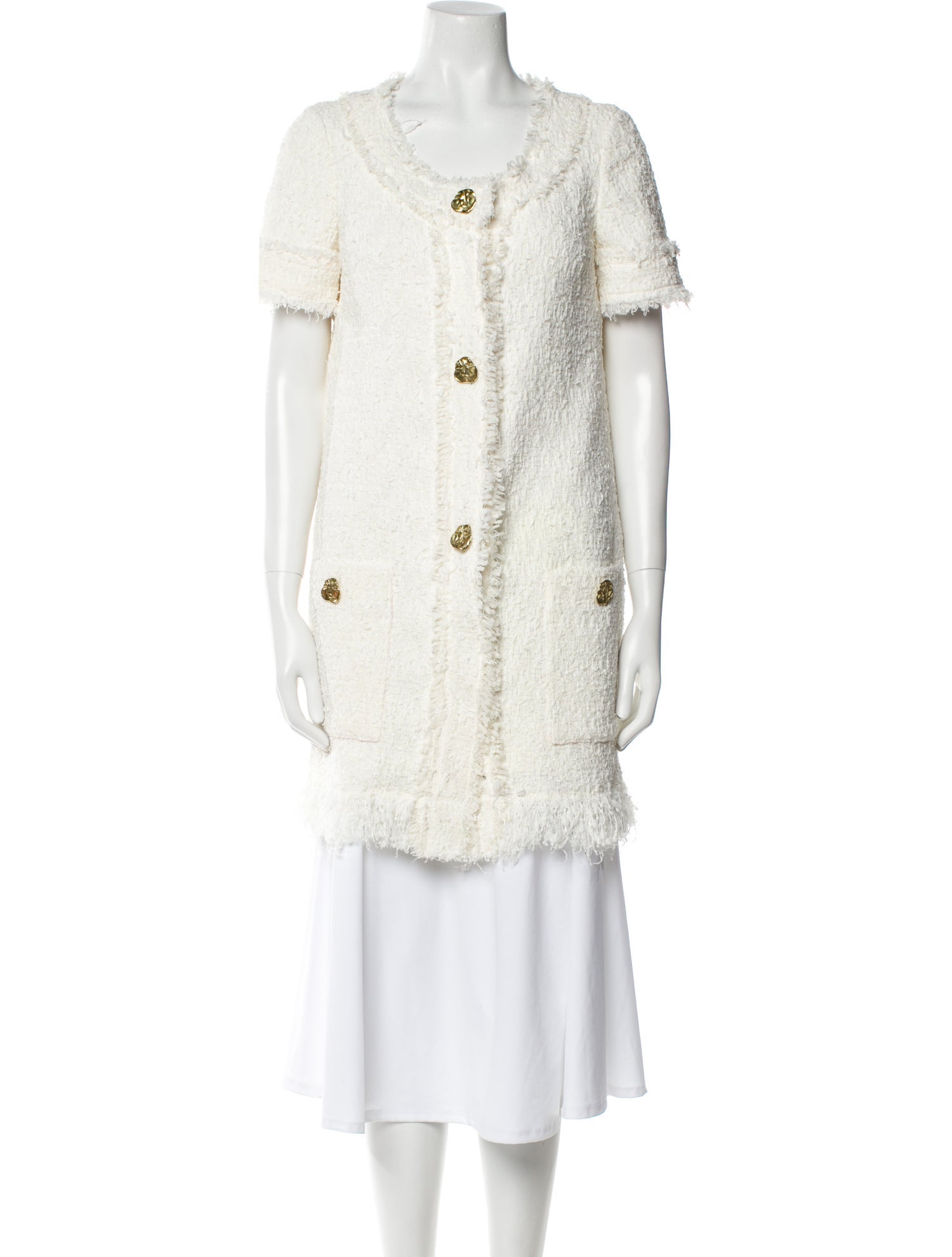 Oscar de la Renta Nylon Tweed Pattern Coat