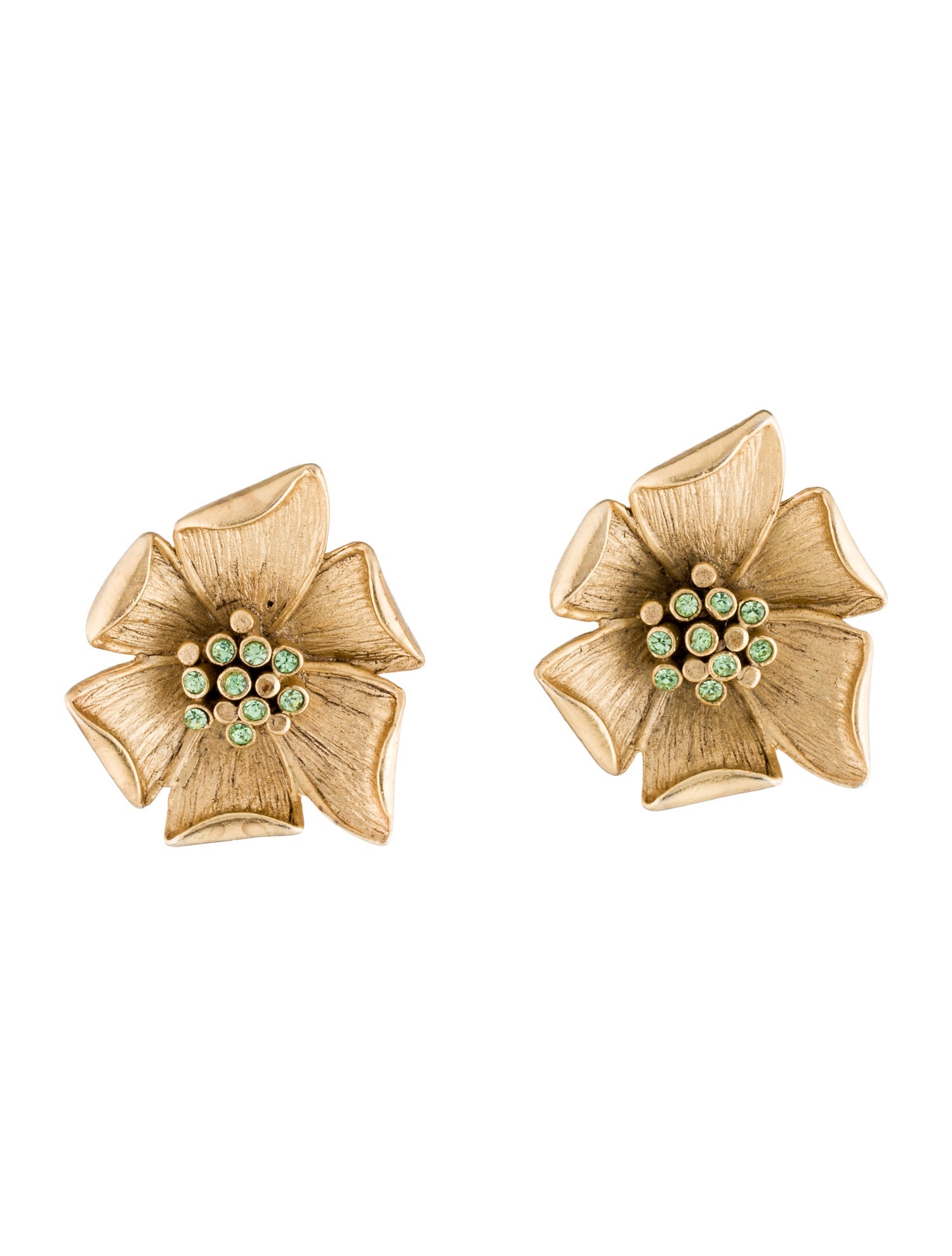 Oscar de la Renta Crystal Flower Stud Earrings