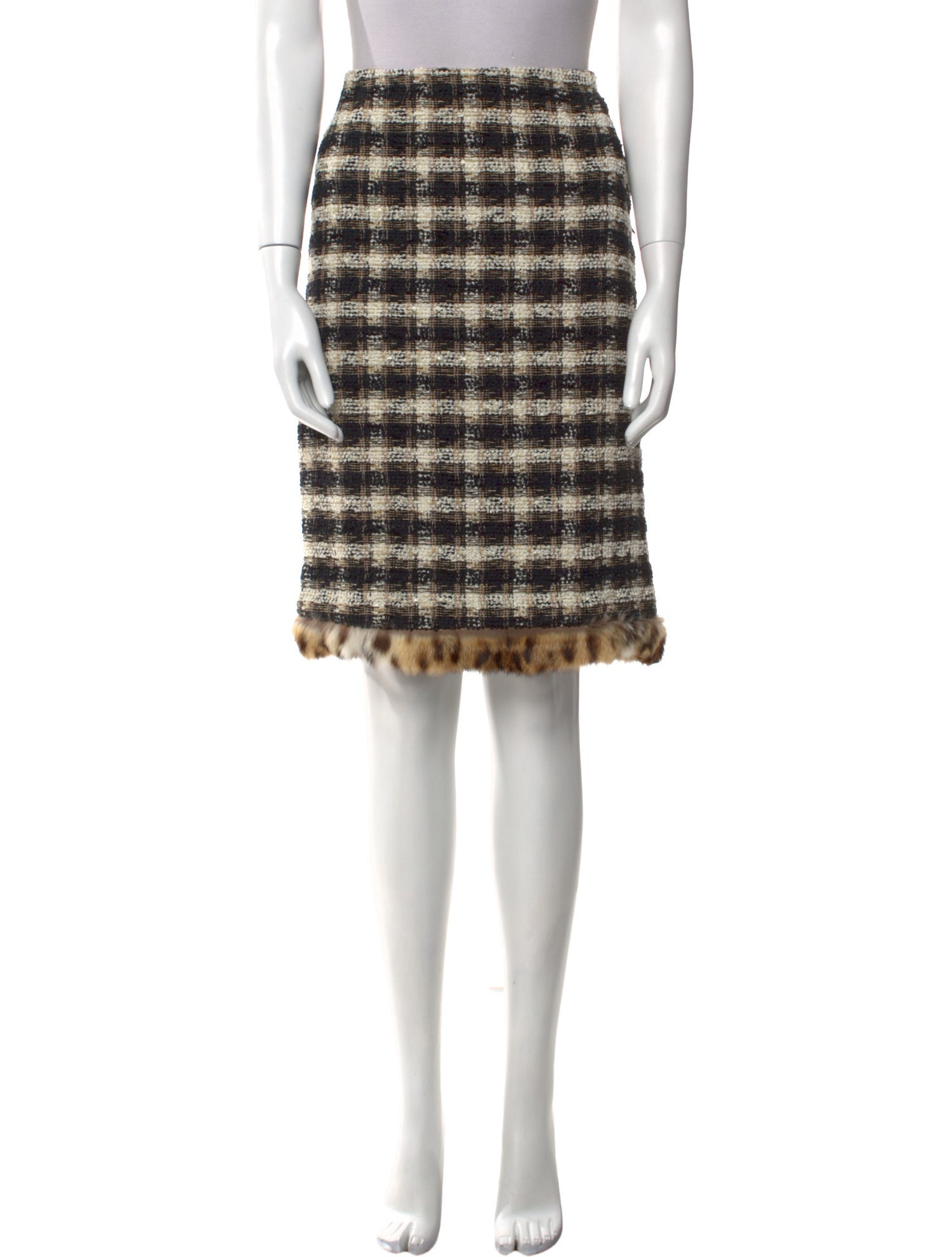 Oscar de la Renta Plaid Print Knee-Length Skirt