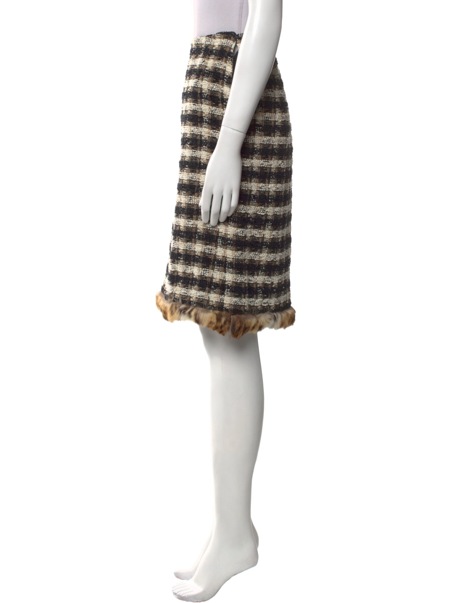 Oscar de la Renta Plaid Print Knee-Length Skirt