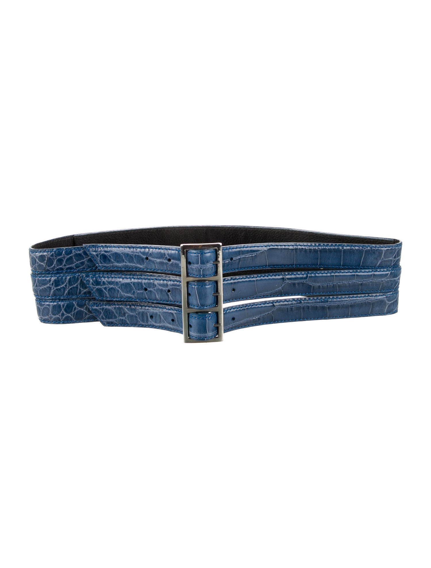 Oscar de la Renta Wide Embossed Leather Waist Belt