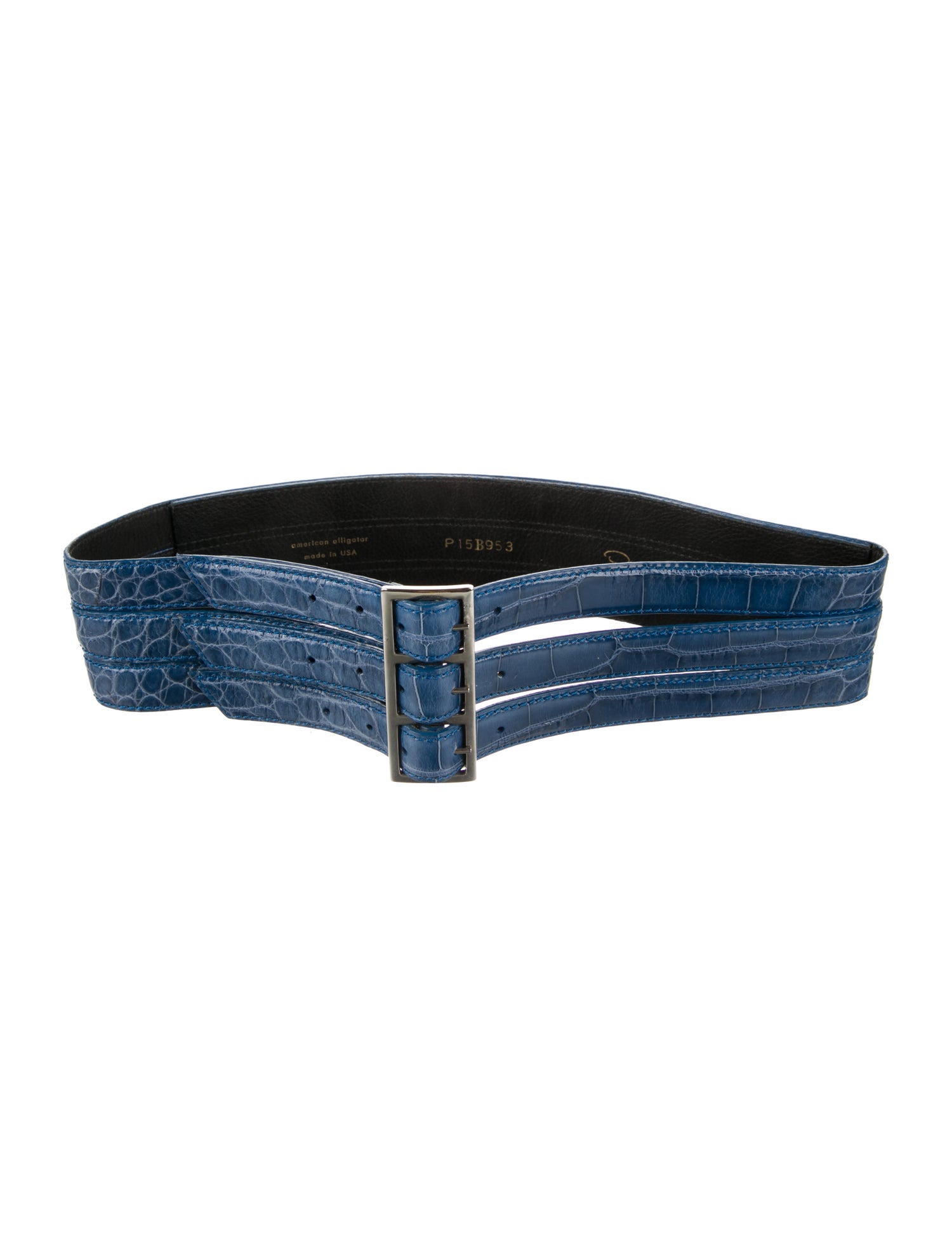 Oscar de la Renta Wide Embossed Leather Waist Belt