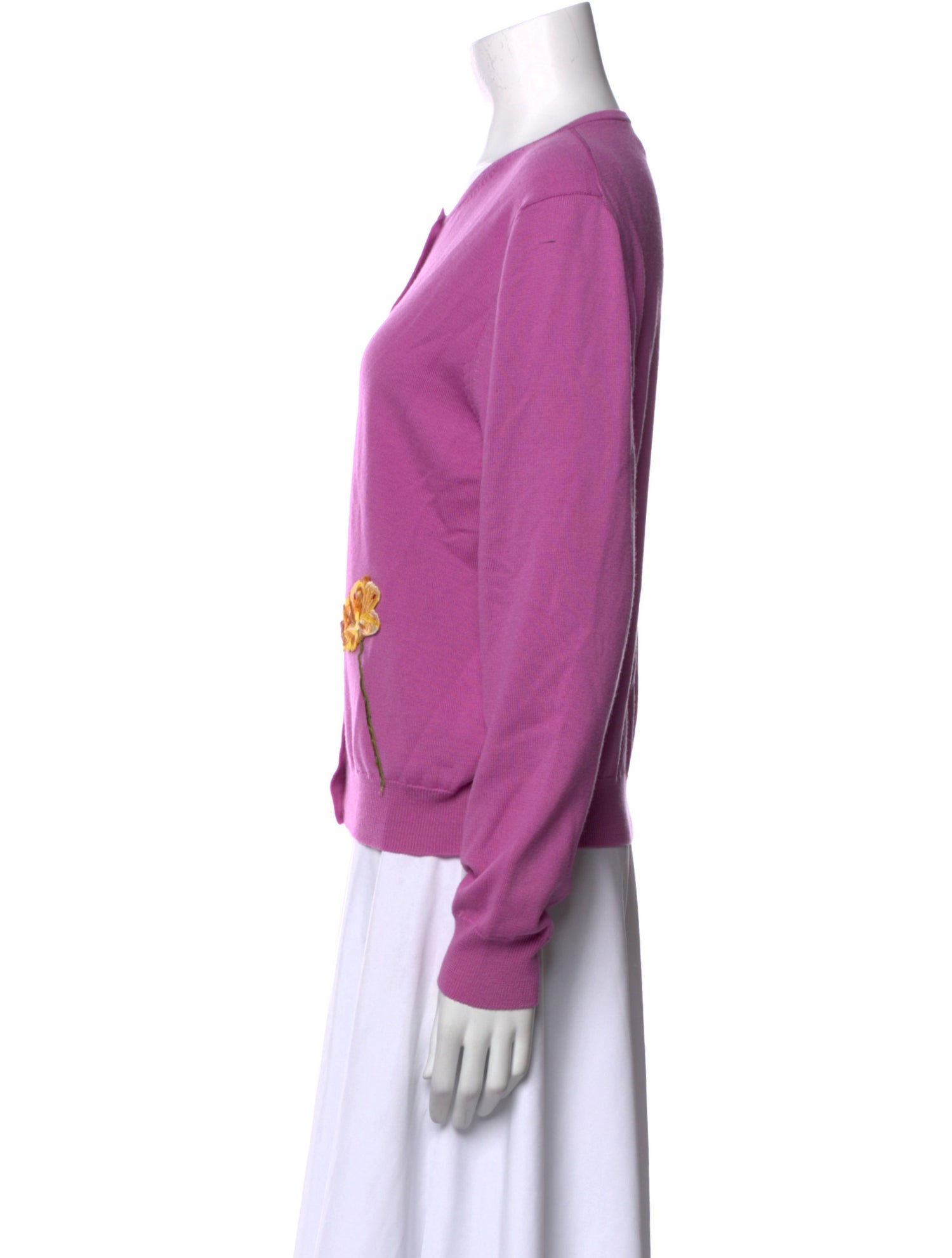 Oscar de la Renta Virgin Wool Crew Neck Sweater