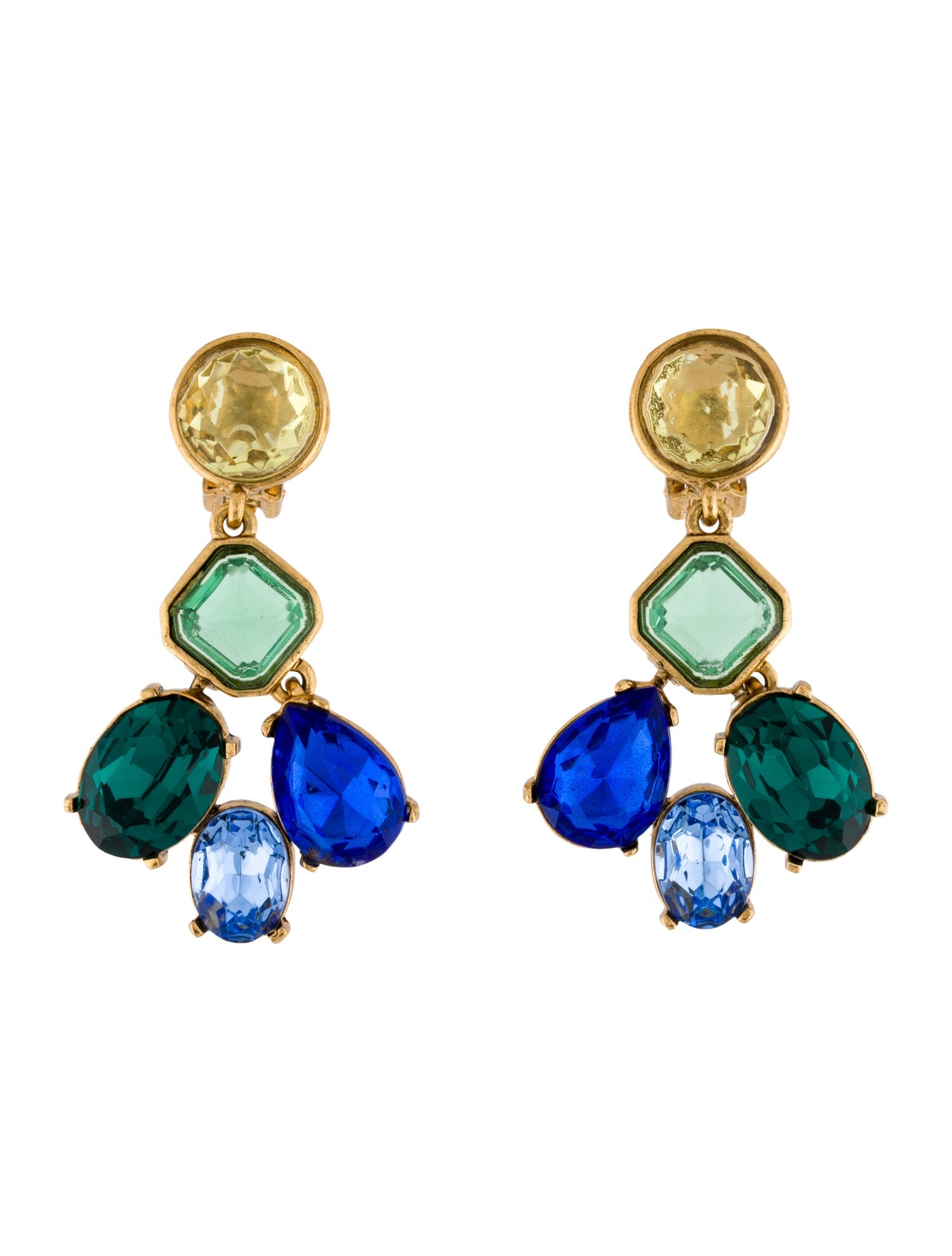 Oscar de la Renta Crystal Cocktail Clip-On Drop Earrings