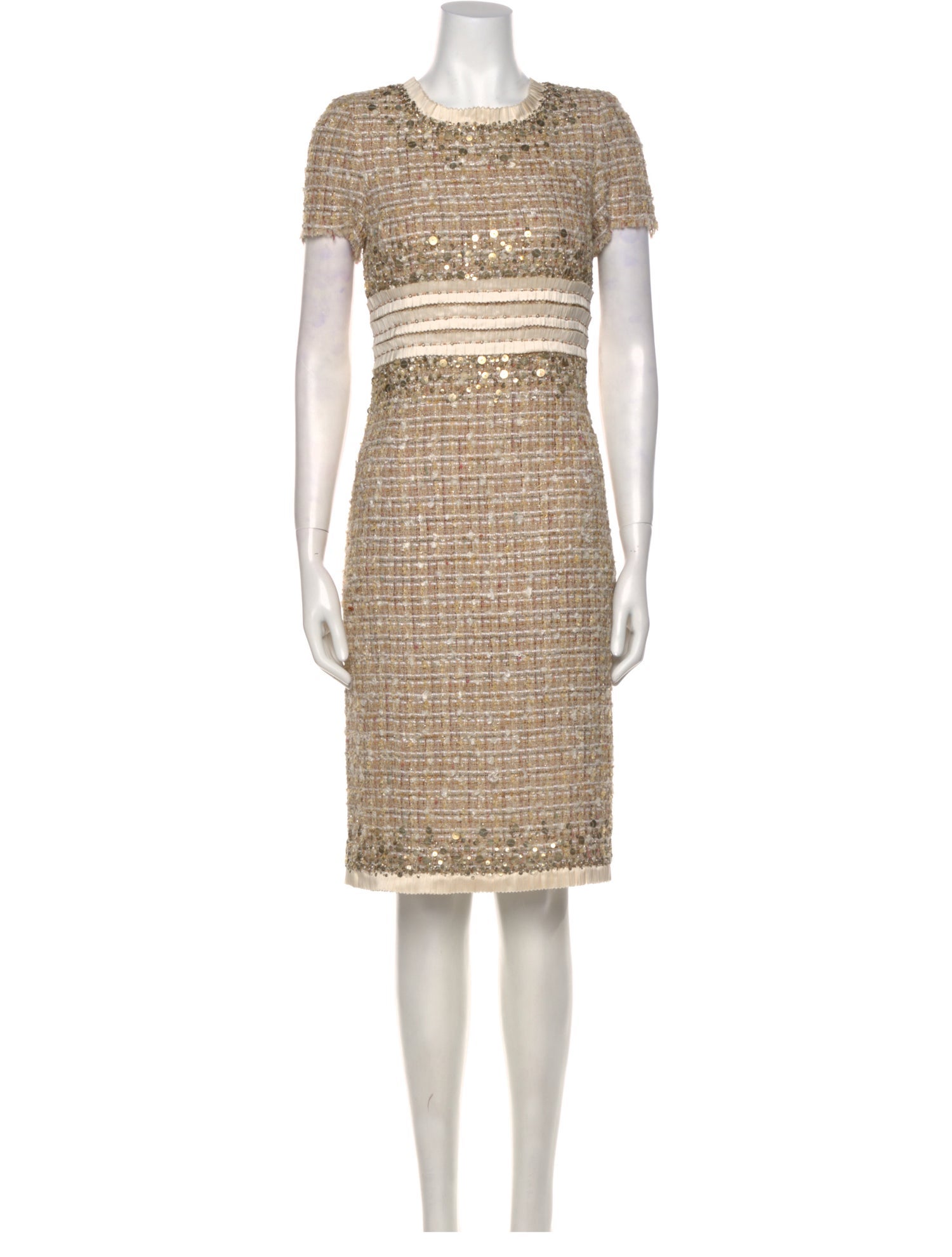 Oscar de la Renta Tweed Pattern Knee-Length Dress
