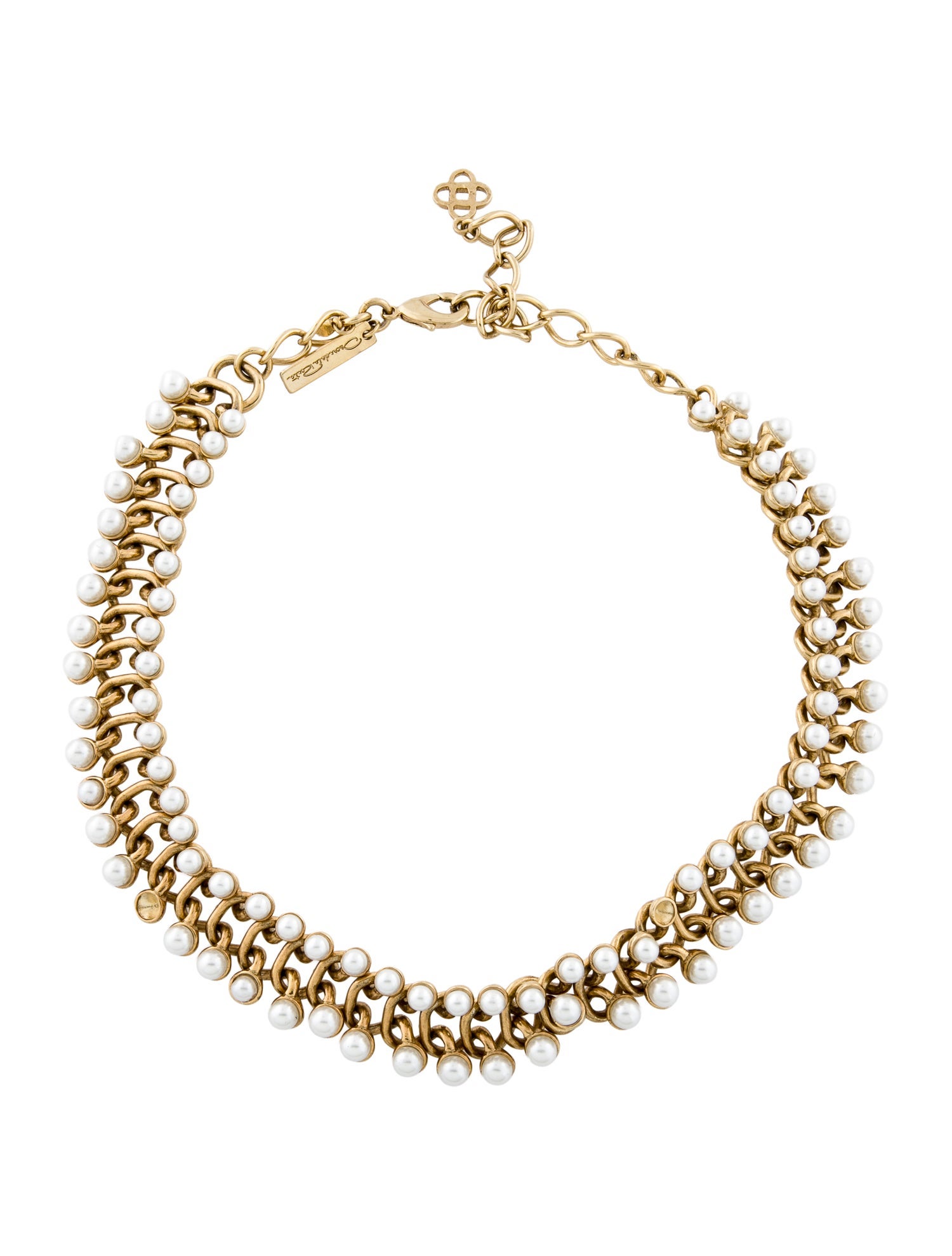 Oscar de la Renta Faux Pearl Chain Collar Necklace
