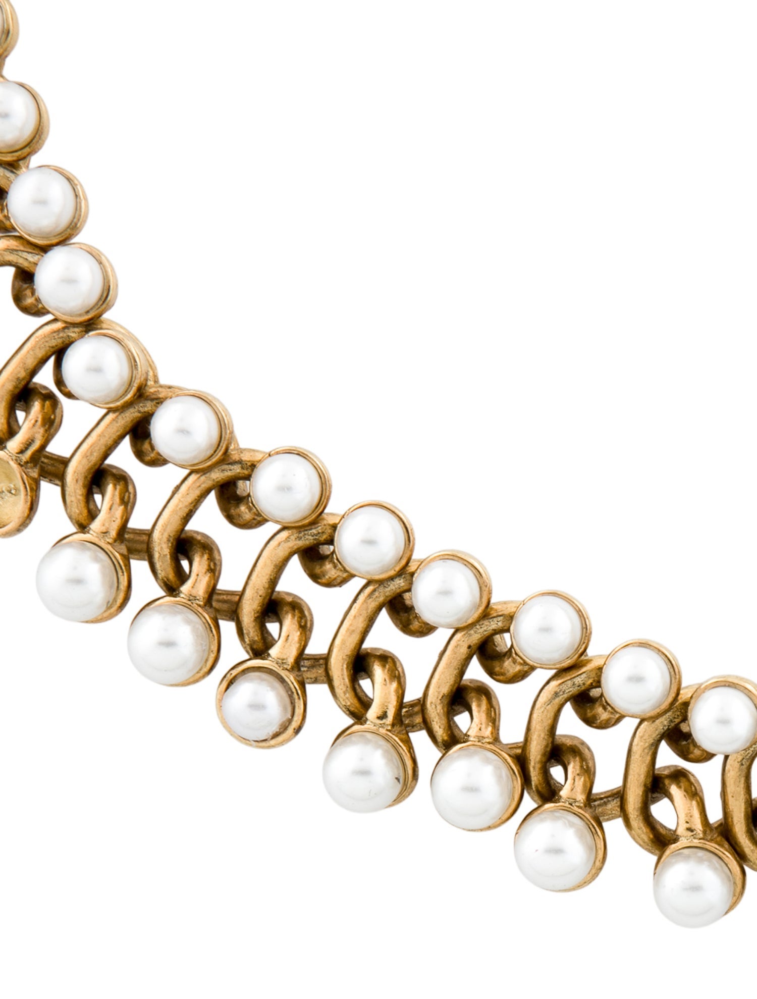 Oscar de la Renta Faux Pearl Chain Collar Necklace