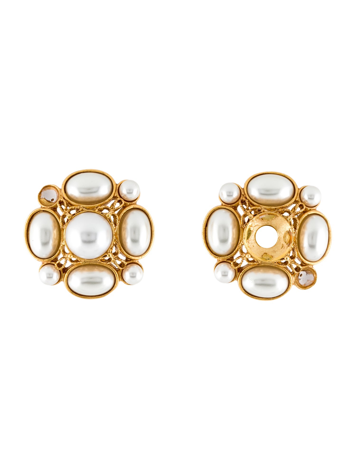 Oscar de la Renta Faux Pearl Clip-On Earrings