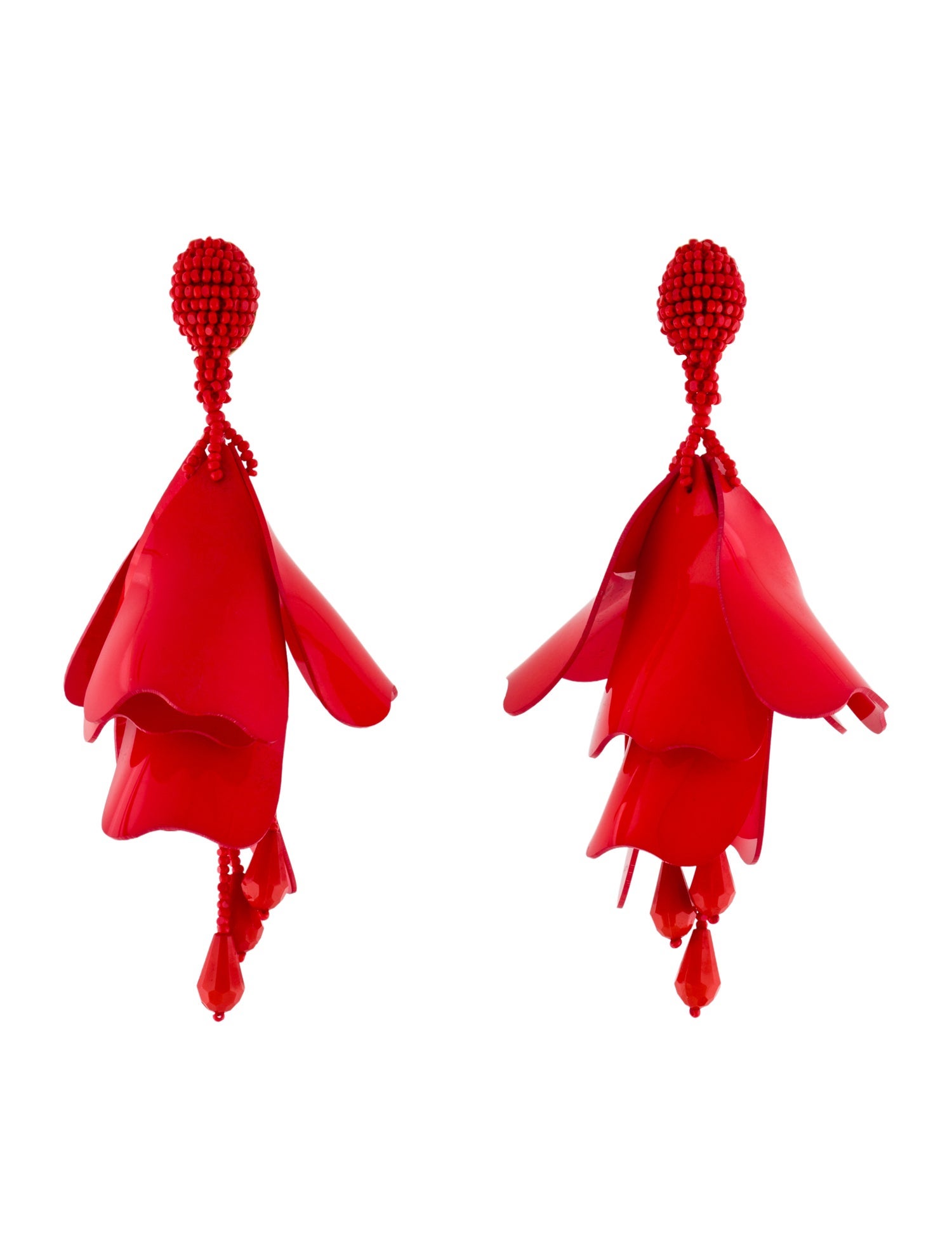 Oscar de la Renta Impatiens Flower Drop Clip-On Earrings