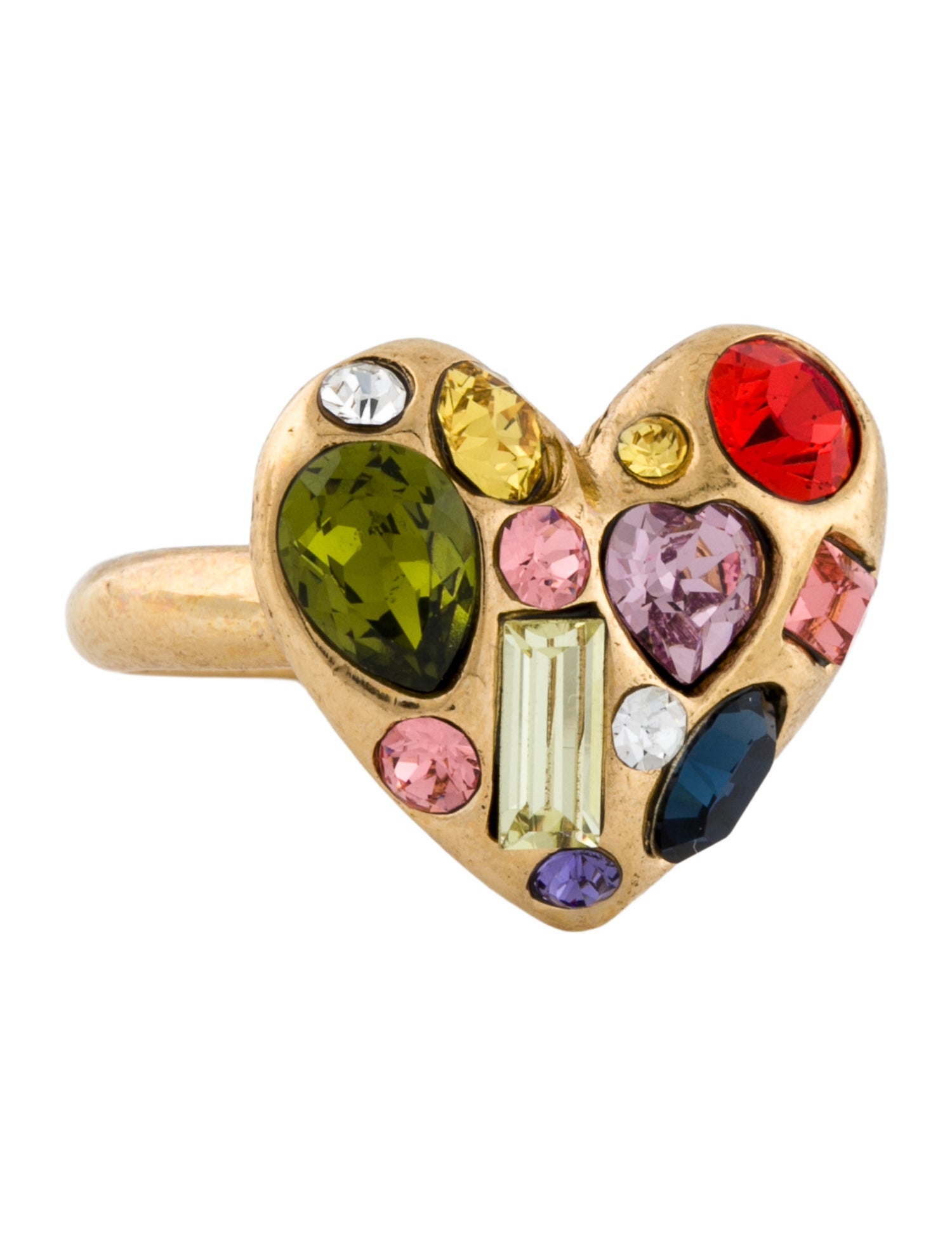 Oscar de la Renta Crystal Heart Cocktail Ring