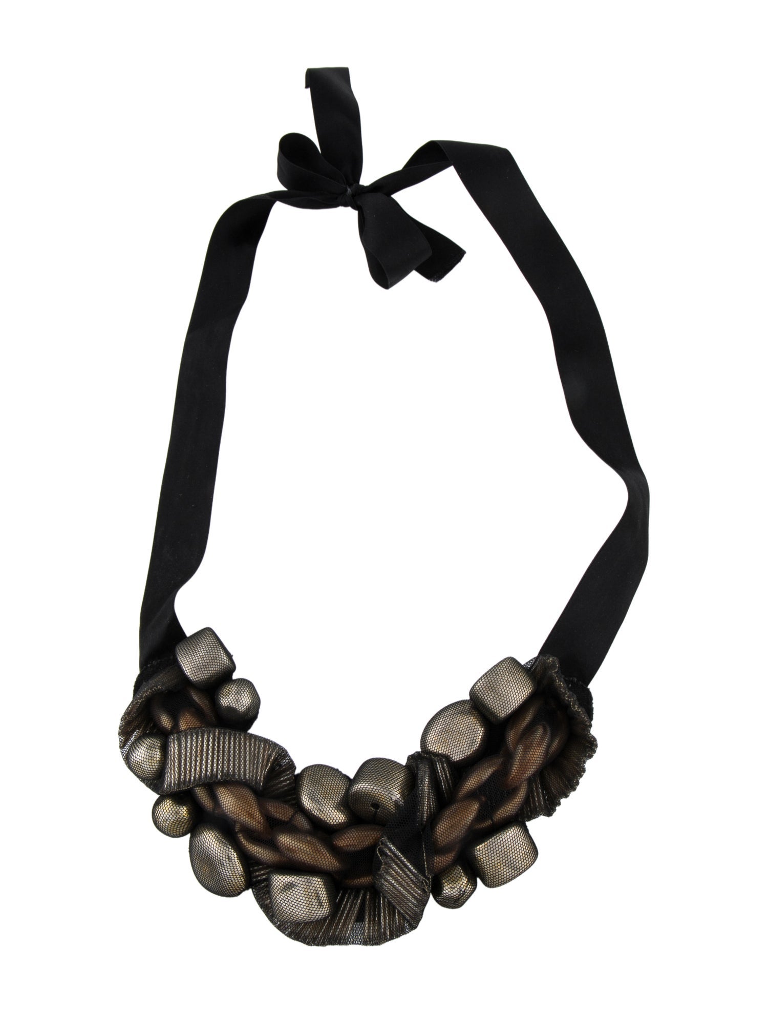 Oscar de la Renta Beaded Mesh Collar Necklace