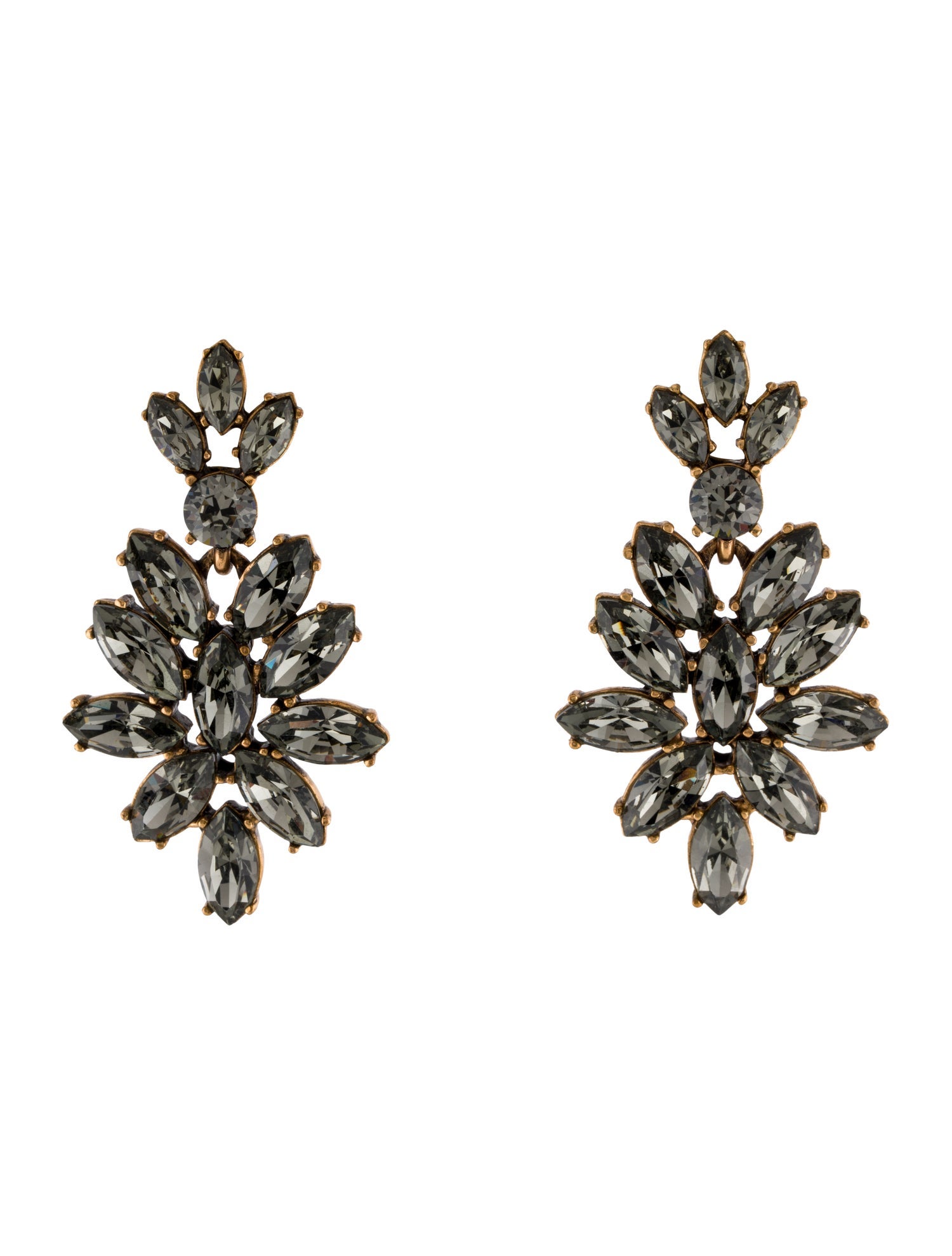Oscar de la Renta Crystal Navette Drop Clip-On Earrings