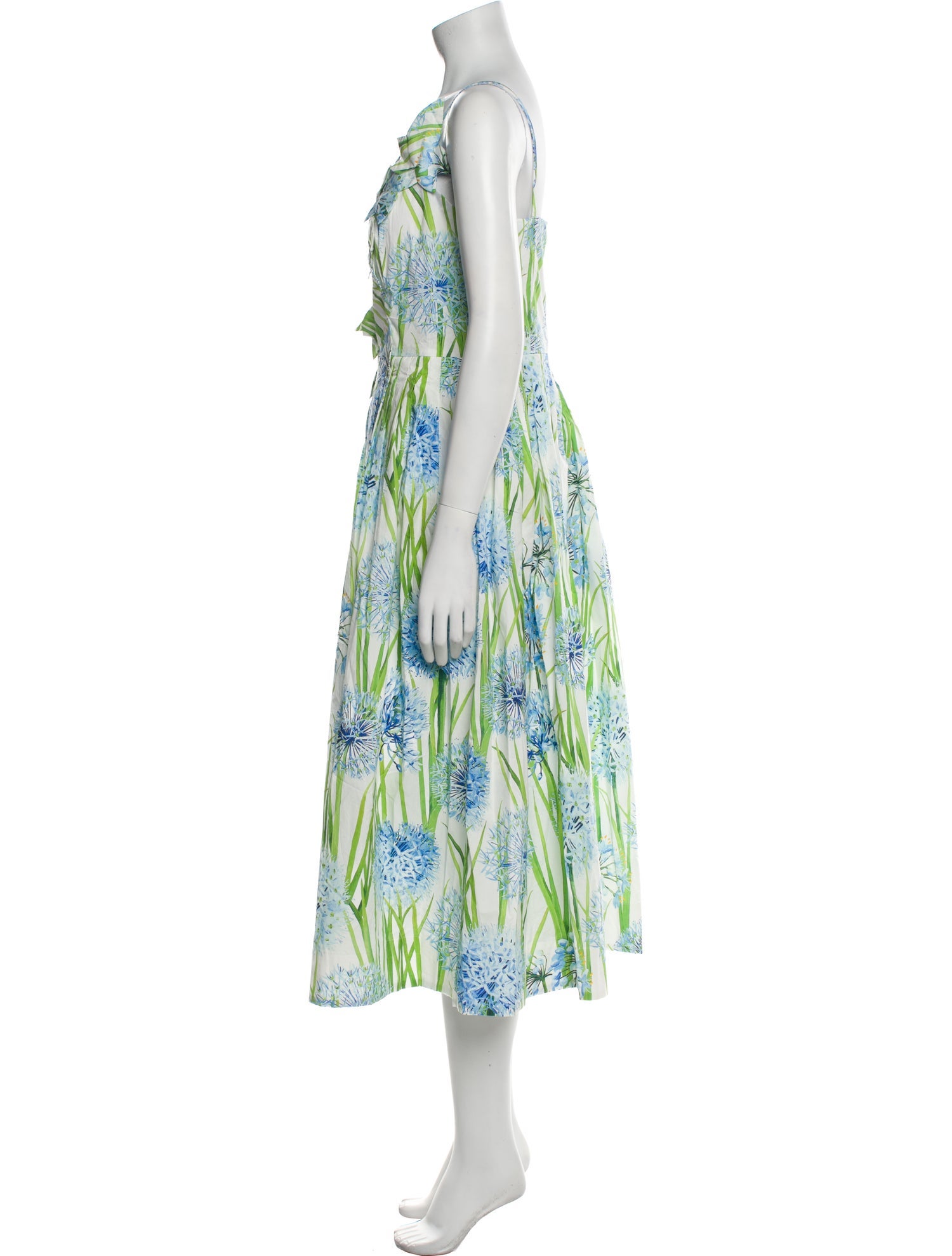 Oscar de la Renta Floral Print Midi Length Dress