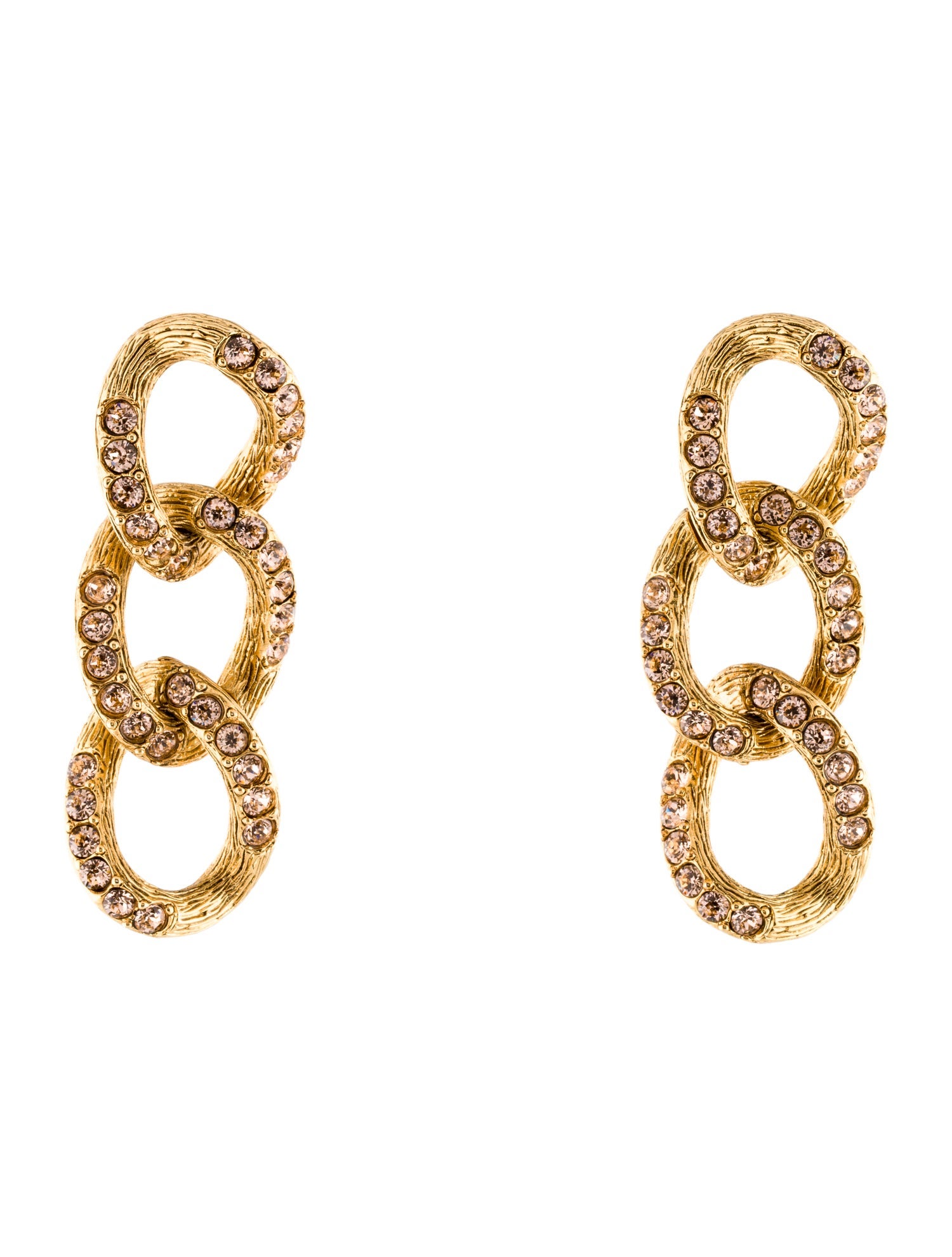 Oscar de la Renta Crystal Chain Link Drop Earrings