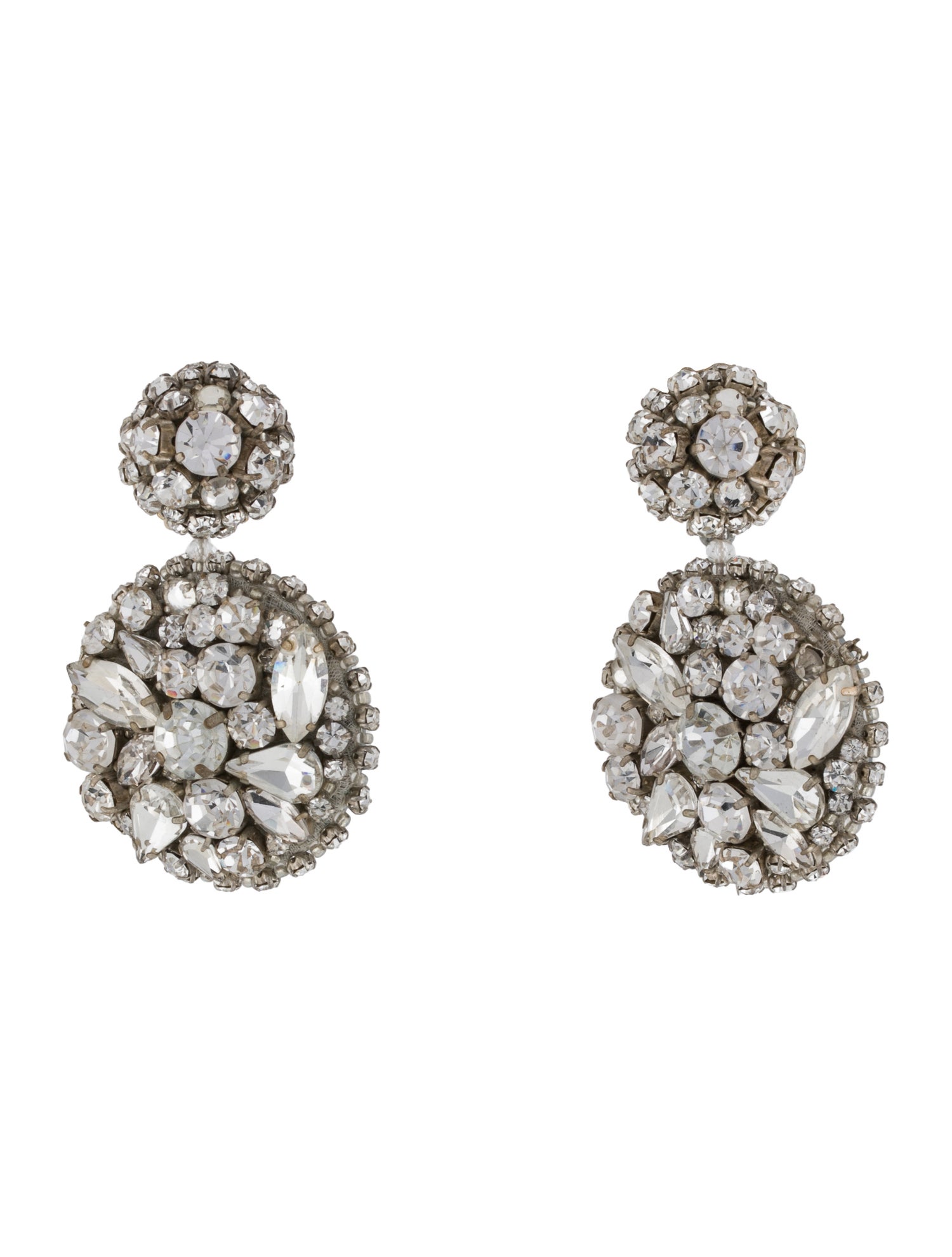 Oscar de la Renta Crystal Bold Disc Drop Earrings