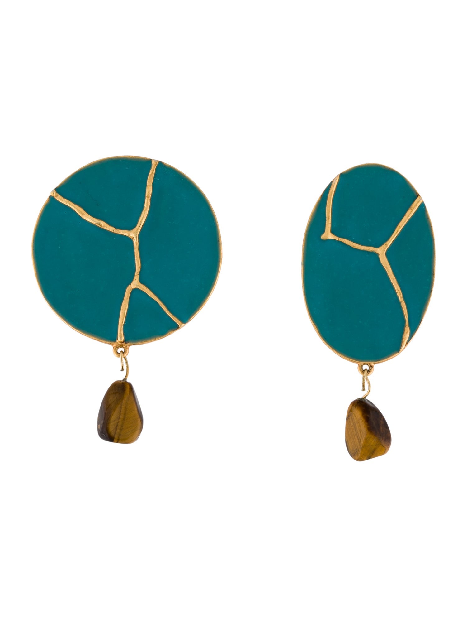 Oscar de la Renta Stone & Enamel Poppy Kintsugi Drop Clip-On Earrings