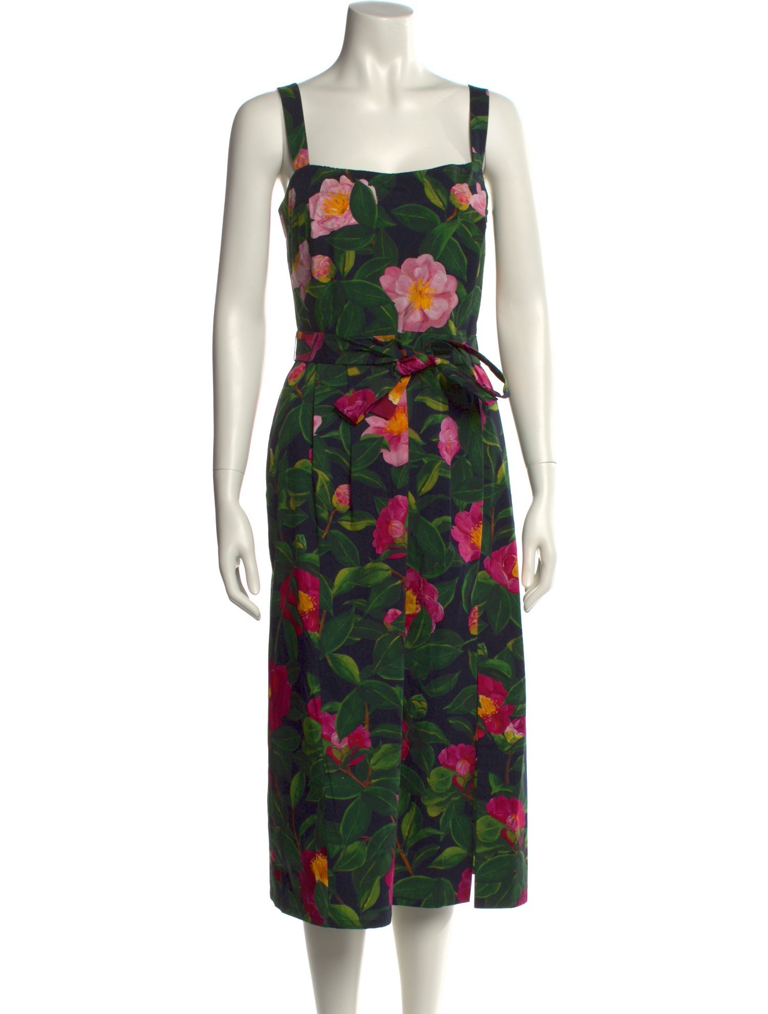 Oscar de la Renta Floral Print Midi Length Dress