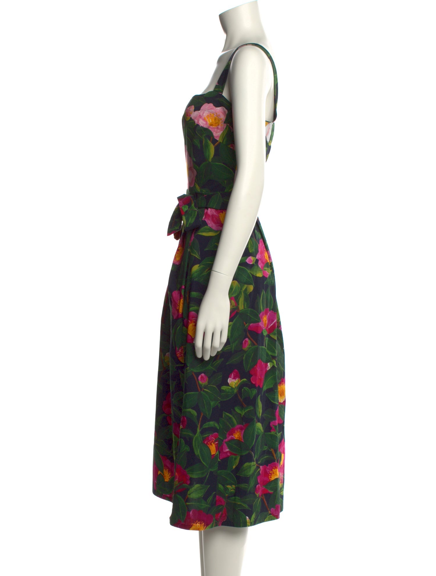 Oscar de la Renta Floral Print Midi Length Dress