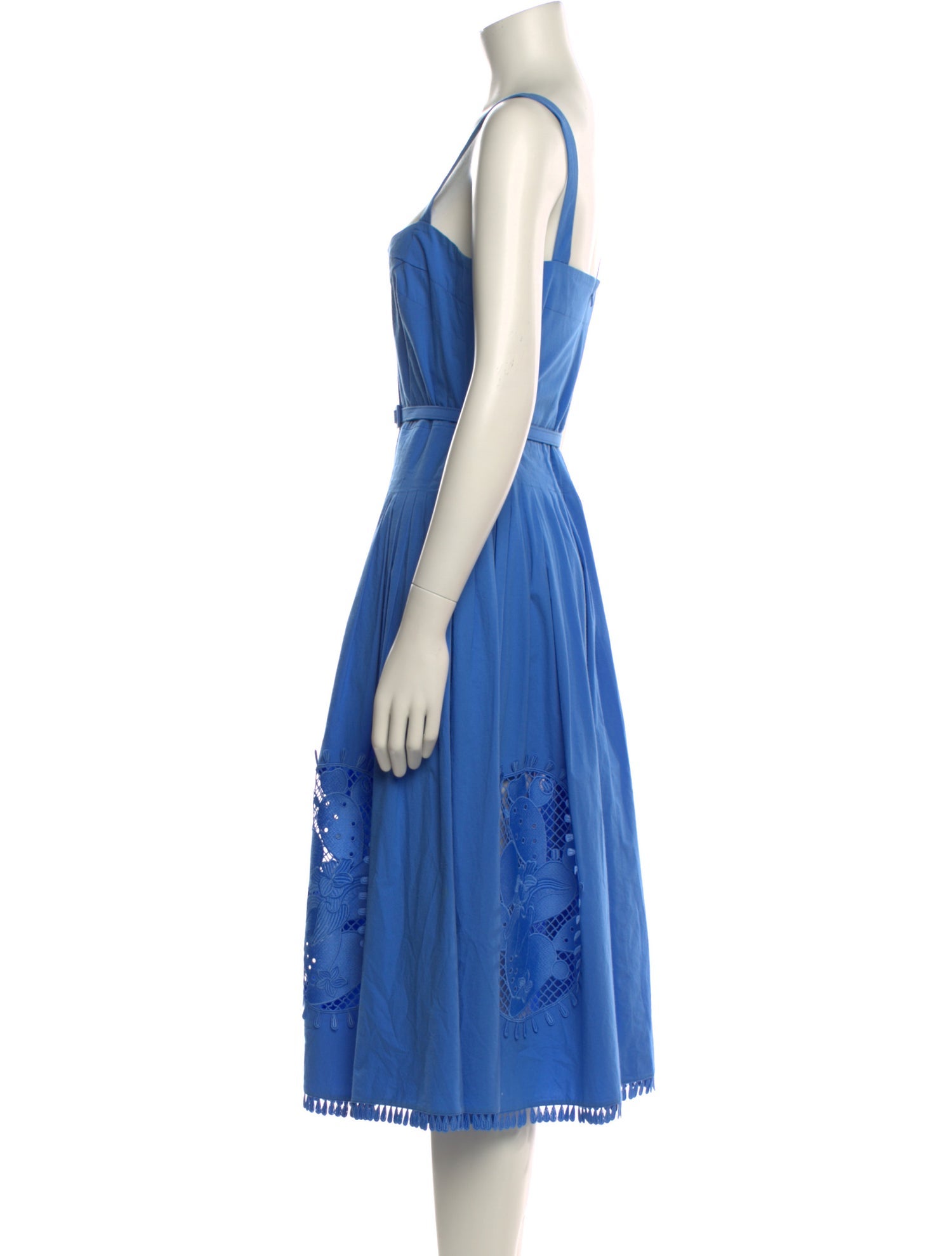 Oscar de la Renta Square Neckline Midi Length Dress
