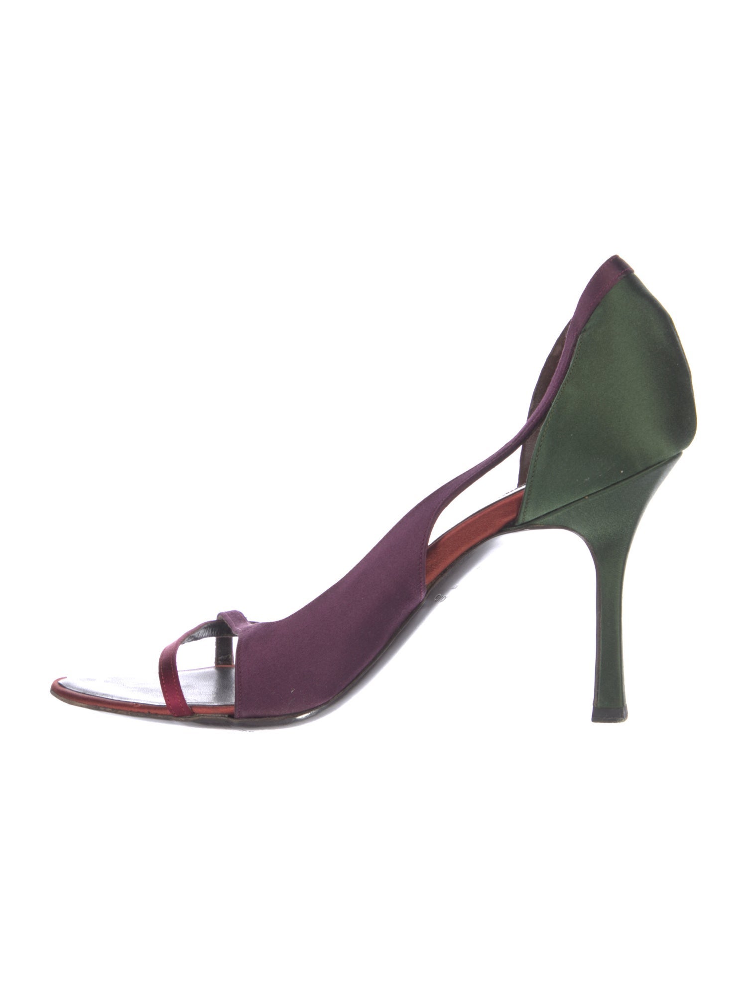 Oscar de la Renta Satin Colorblock Pattern Sandals