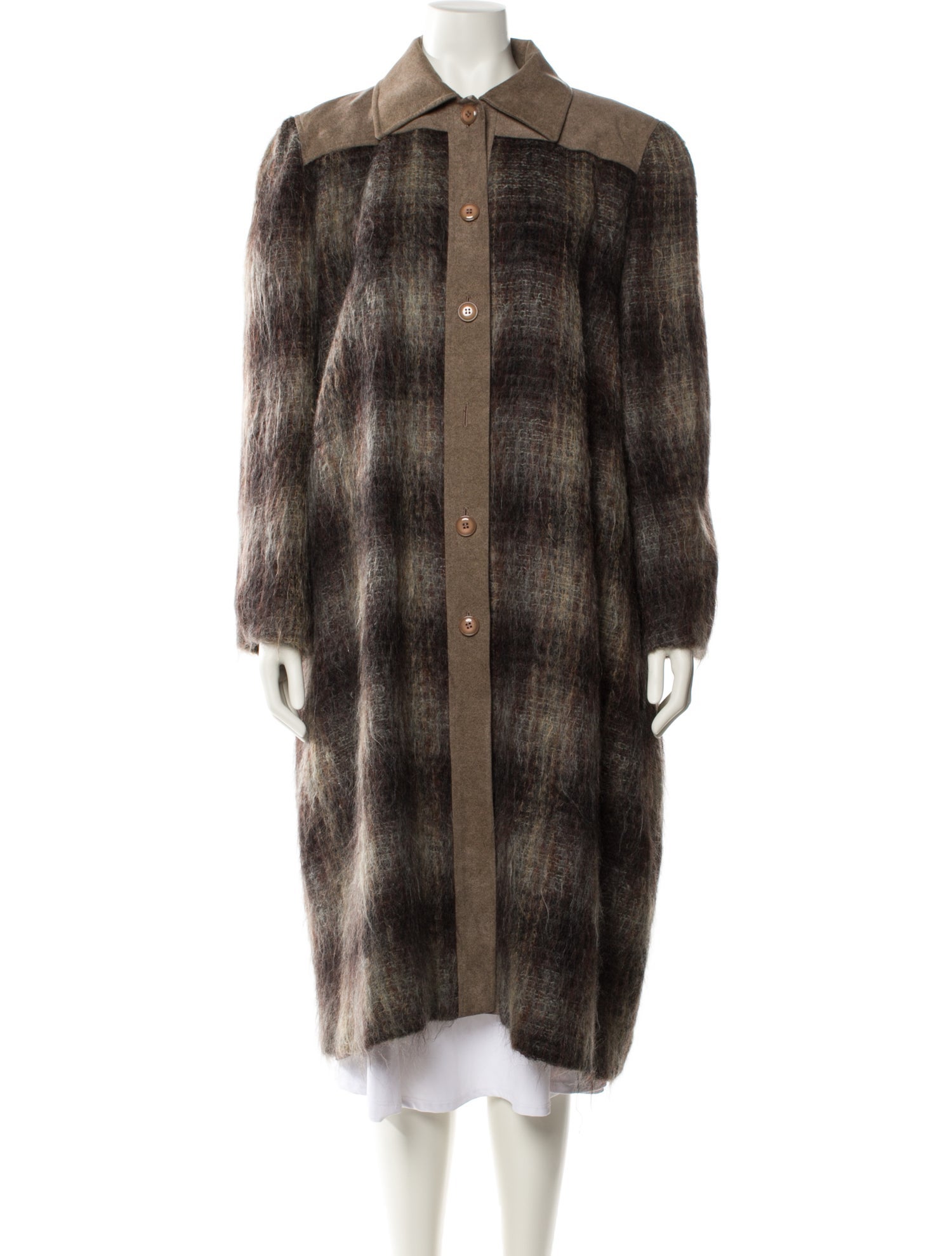 Oscar de la Renta Plaid Print Coat