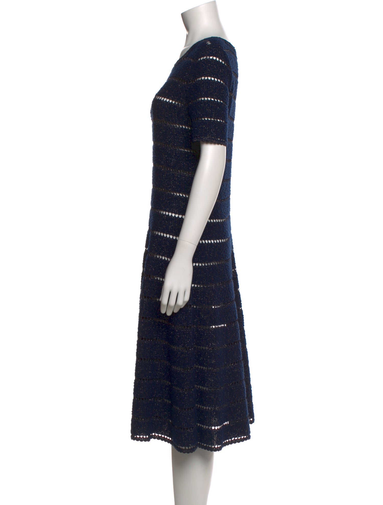Oscar de la Renta Striped Midi Length Dress