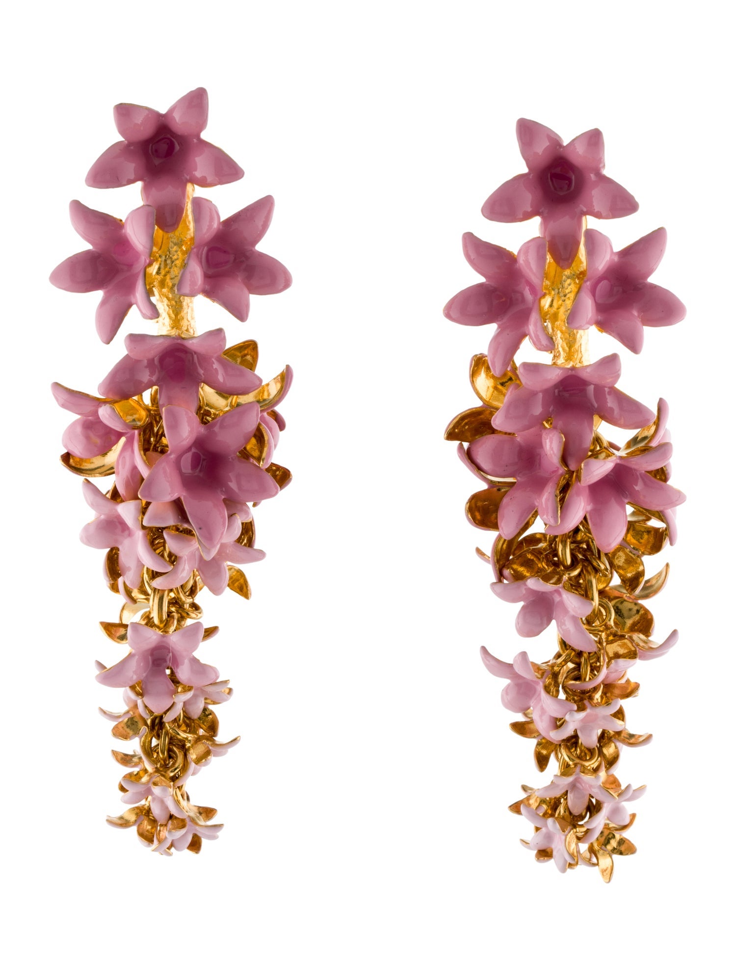 Oscar de la Renta Enamel Foxglove Clip-On Drop Earrings