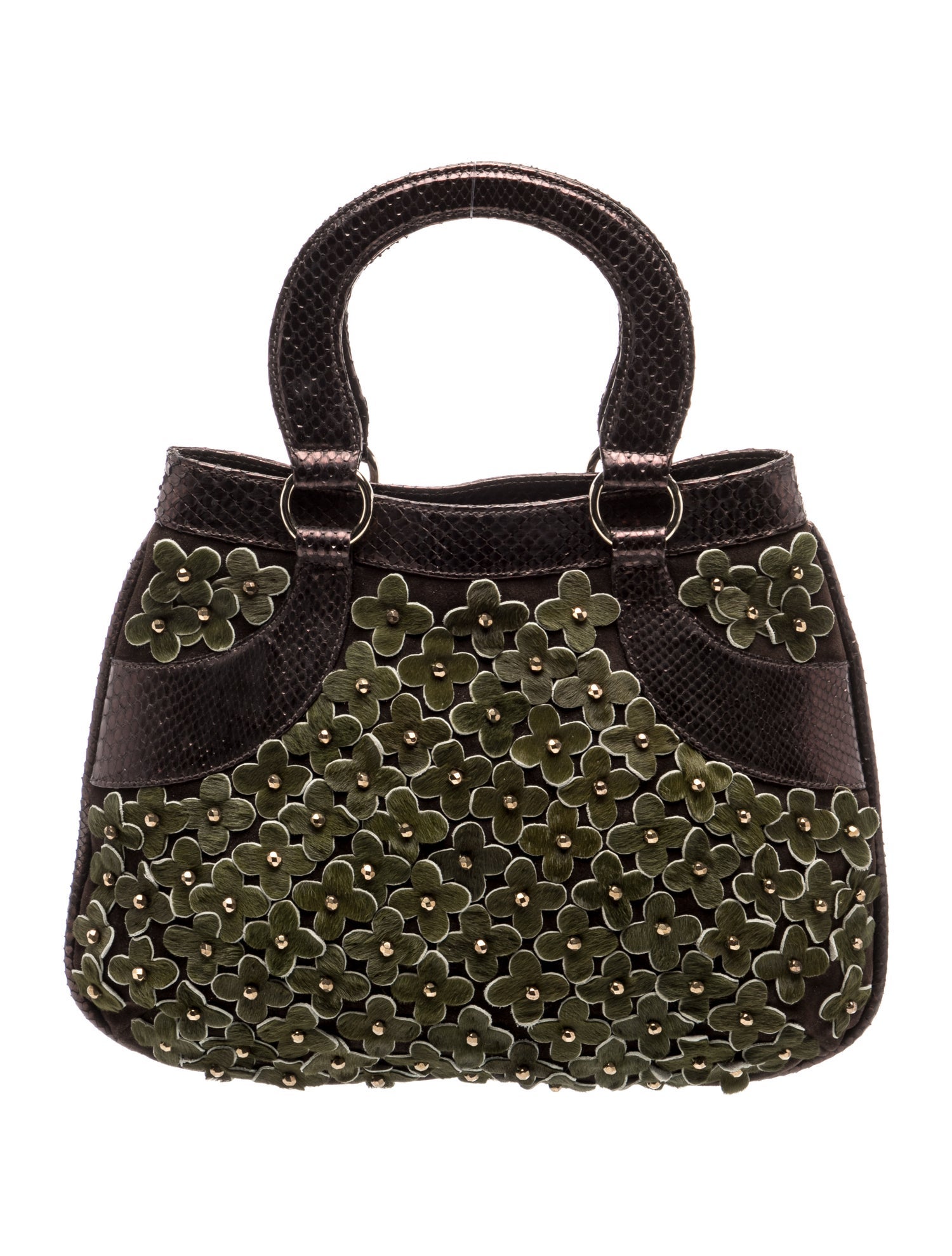 Oscar de la Renta Suede Top Handle Bag