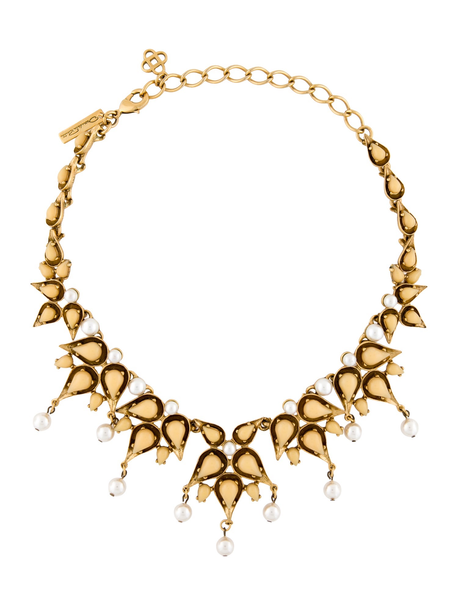 Oscar de la Renta Faux Pearl & Resin Teardrop Collar Necklace