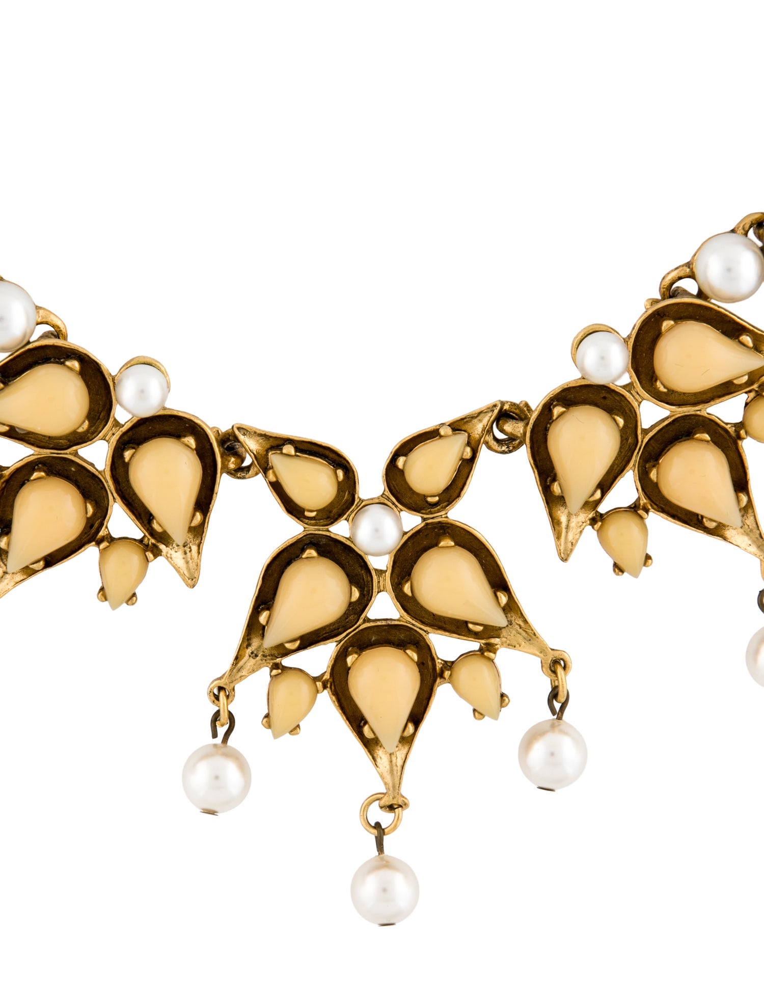 Oscar de la Renta Faux Pearl & Resin Teardrop Collar Necklace