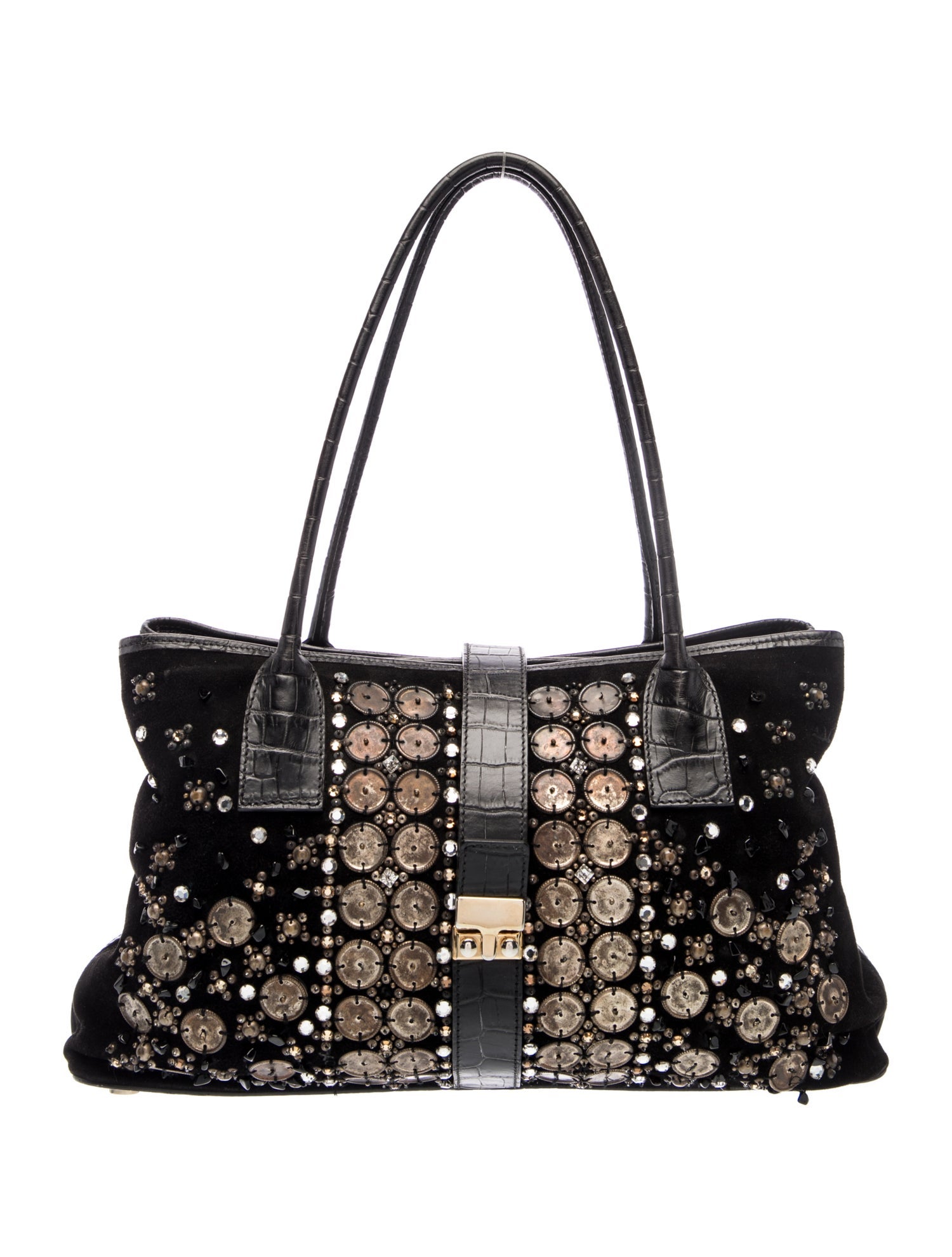 Oscar de la Renta Suede Top Handle Bag