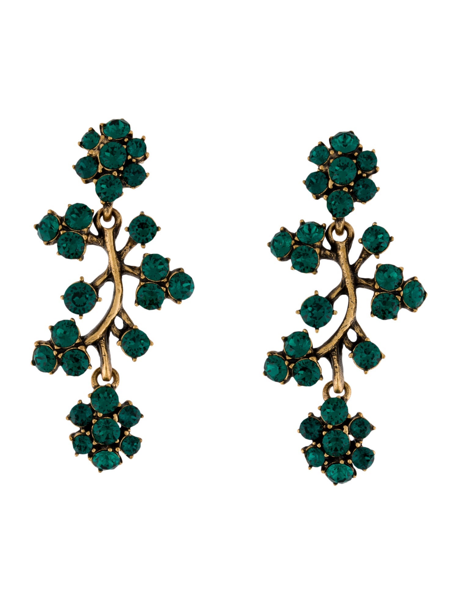 Oscar de la Renta Crystal Drop Clip-On Earrings